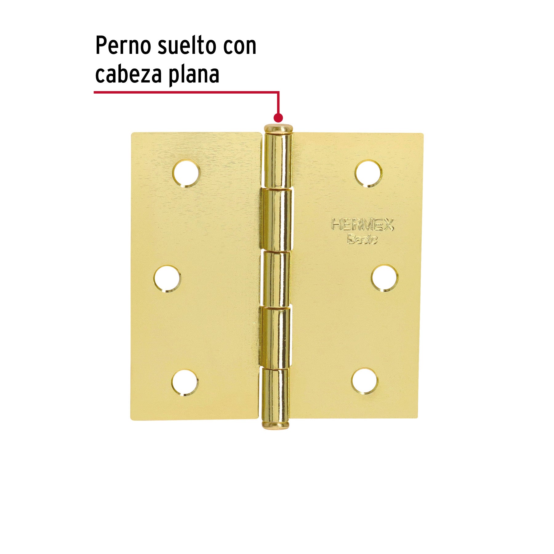 Bisagra cuadrada 2-1/2",latonado, cabeza plana, HERMEX BASIC