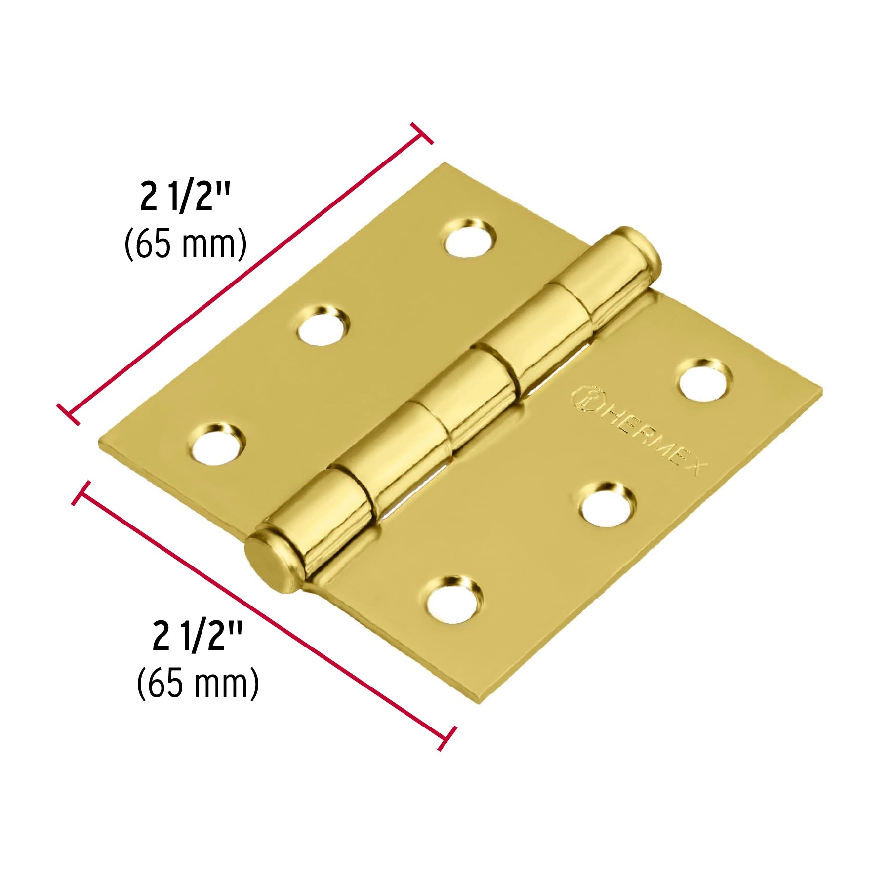 Bisagra cuadrada 2-1/2", latonado, cabeza plana, HERMEX