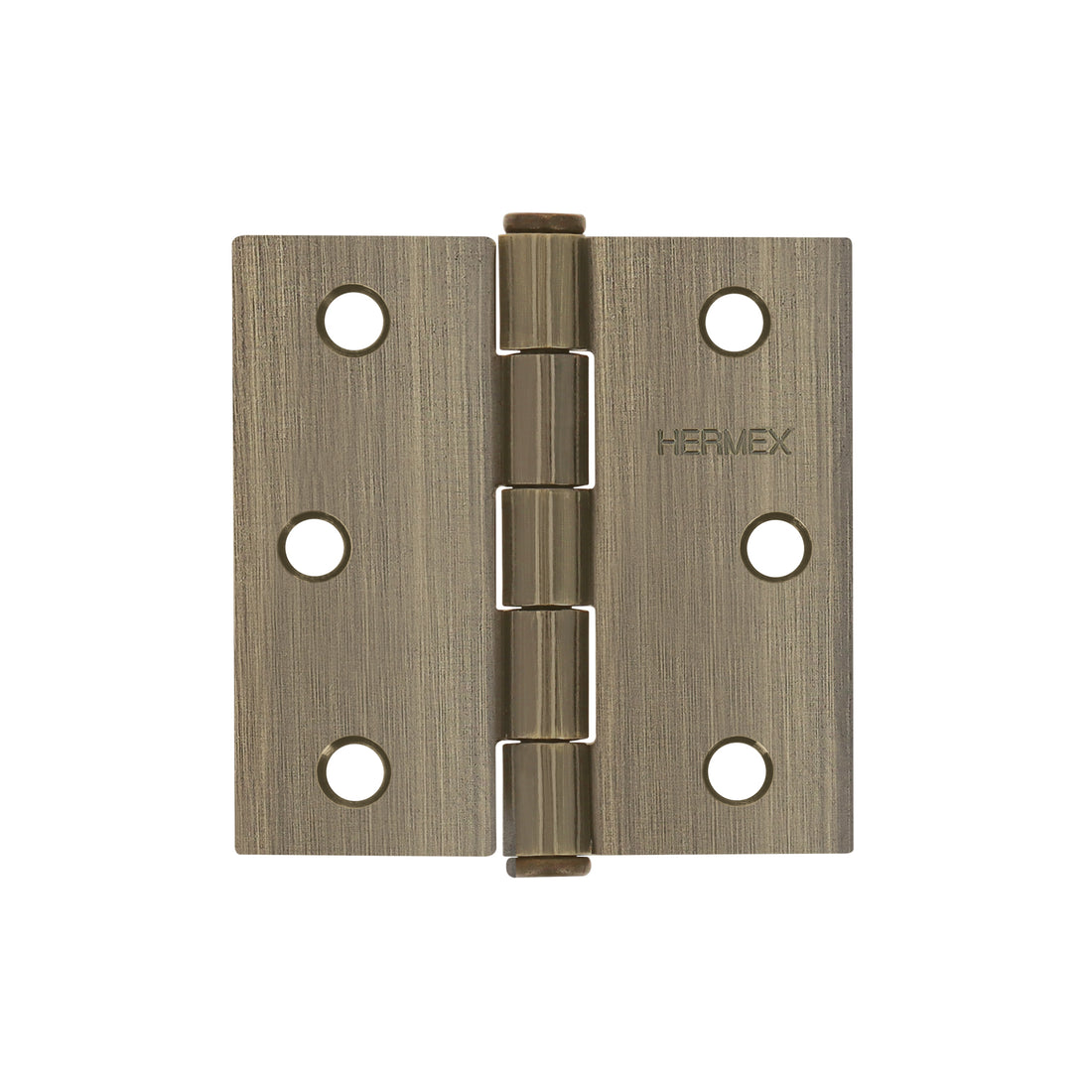 Bisagra cuadrada 2-1/2", latón antiguo, cabeza plana, HERMEX