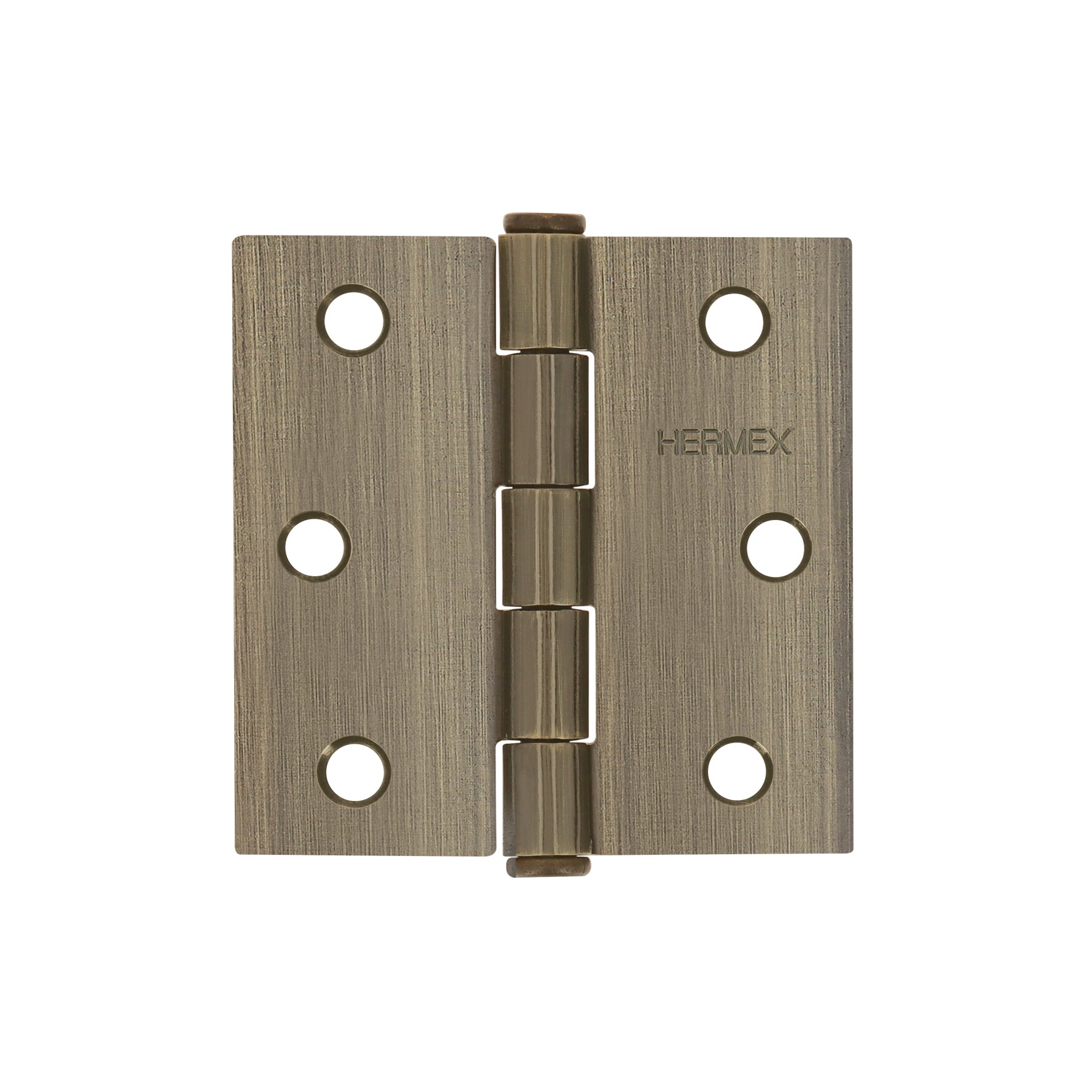 Bisagra cuadrada 2-1/2", latón antiguo, cabeza plana, HERMEX