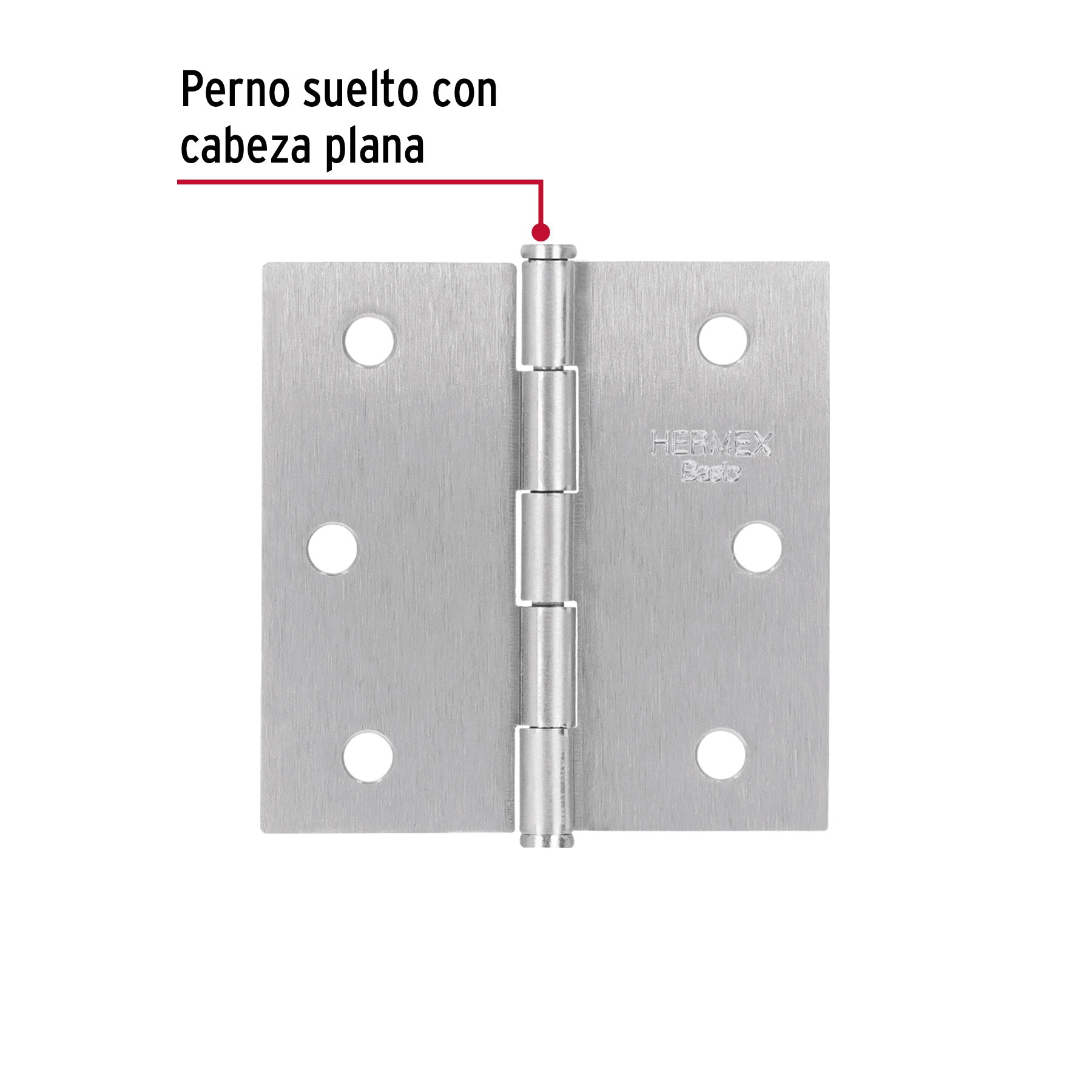 Bisagra cuadrada 2-1/2", satinado, cabeza plana, BASIC