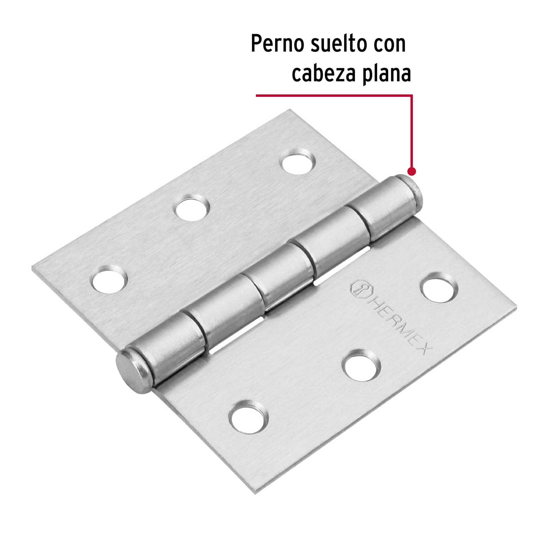 Bisagra cuadrada 2-1/2", satinado, cabeza plana, HERMEX