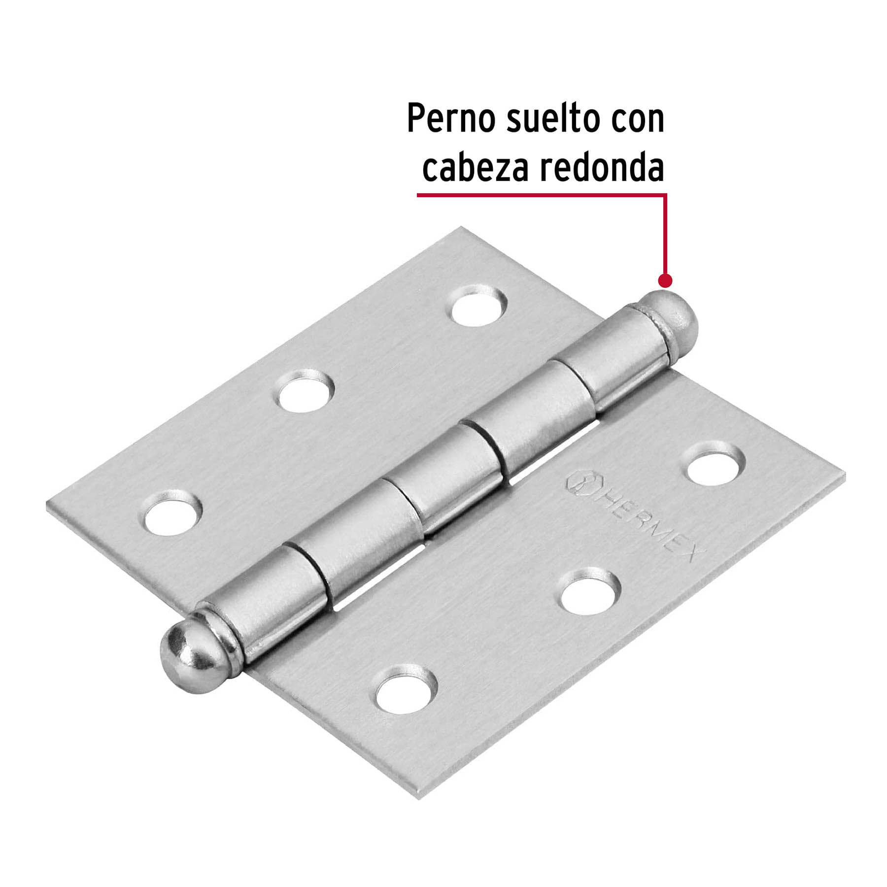 Bisagra cuadrada 2-1/2", satinado, cabeza redonda, HERMEX