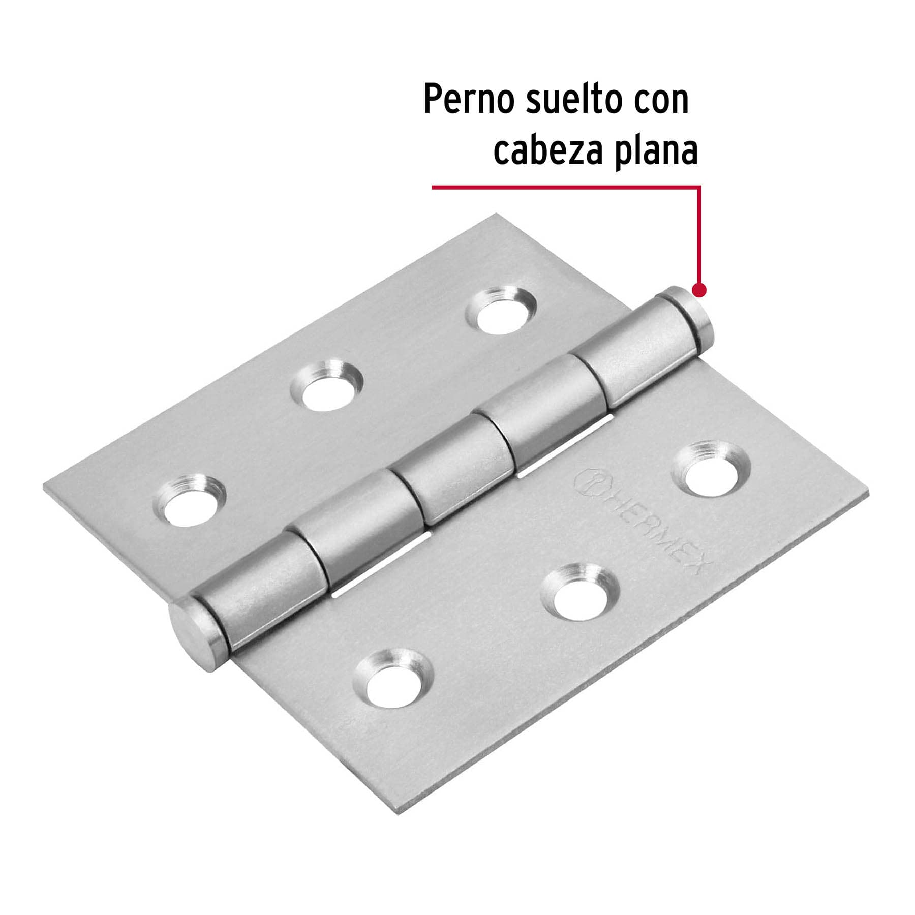 Bisagra cuadrada 2-1/2" acero inox, cabeza plana, HERMEX