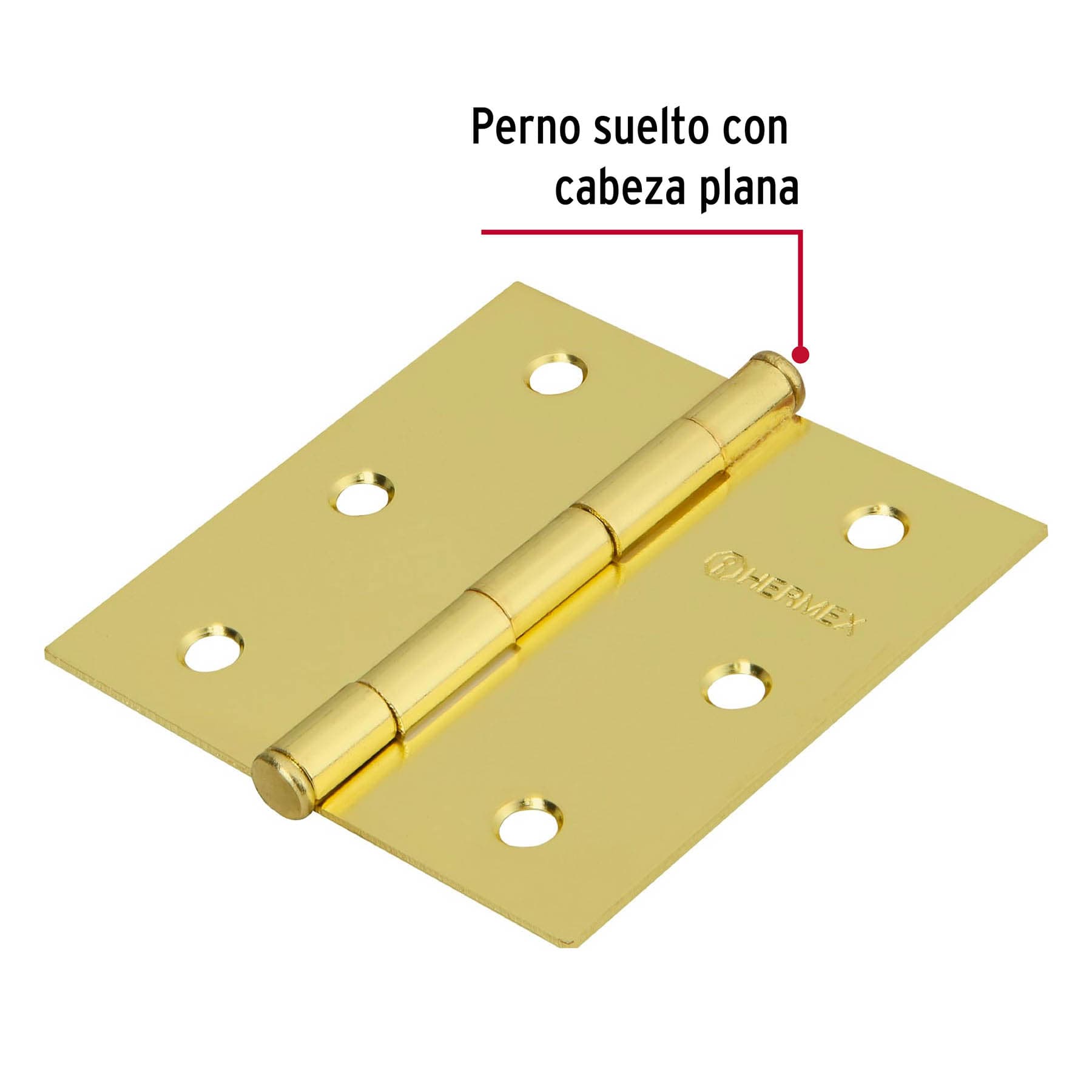 Bisagra cuadrada 3", latonado, cabeza plana, HERMEX BASIC