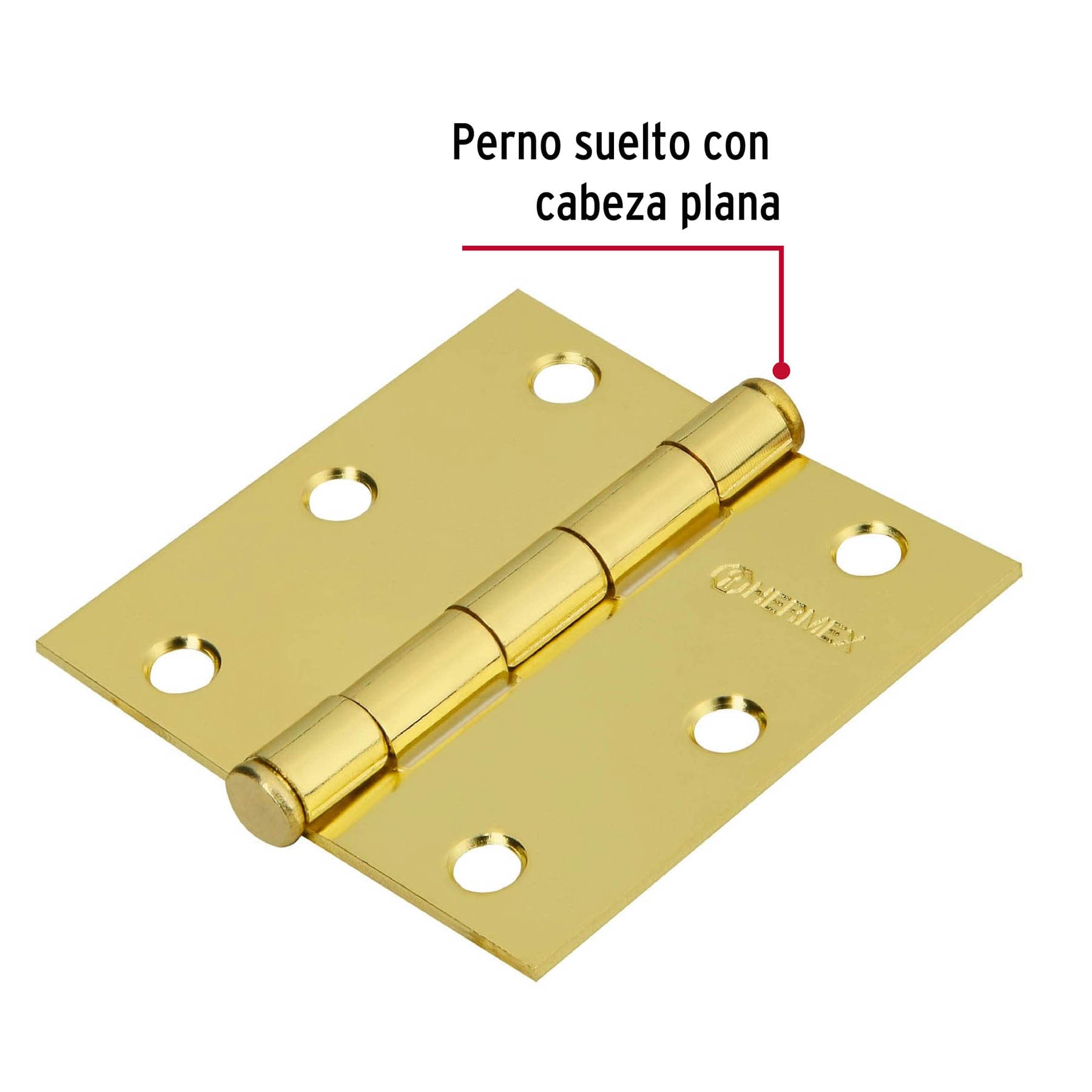 Bisagra cuadrada 3", latonado, cabeza plana, HERMEX