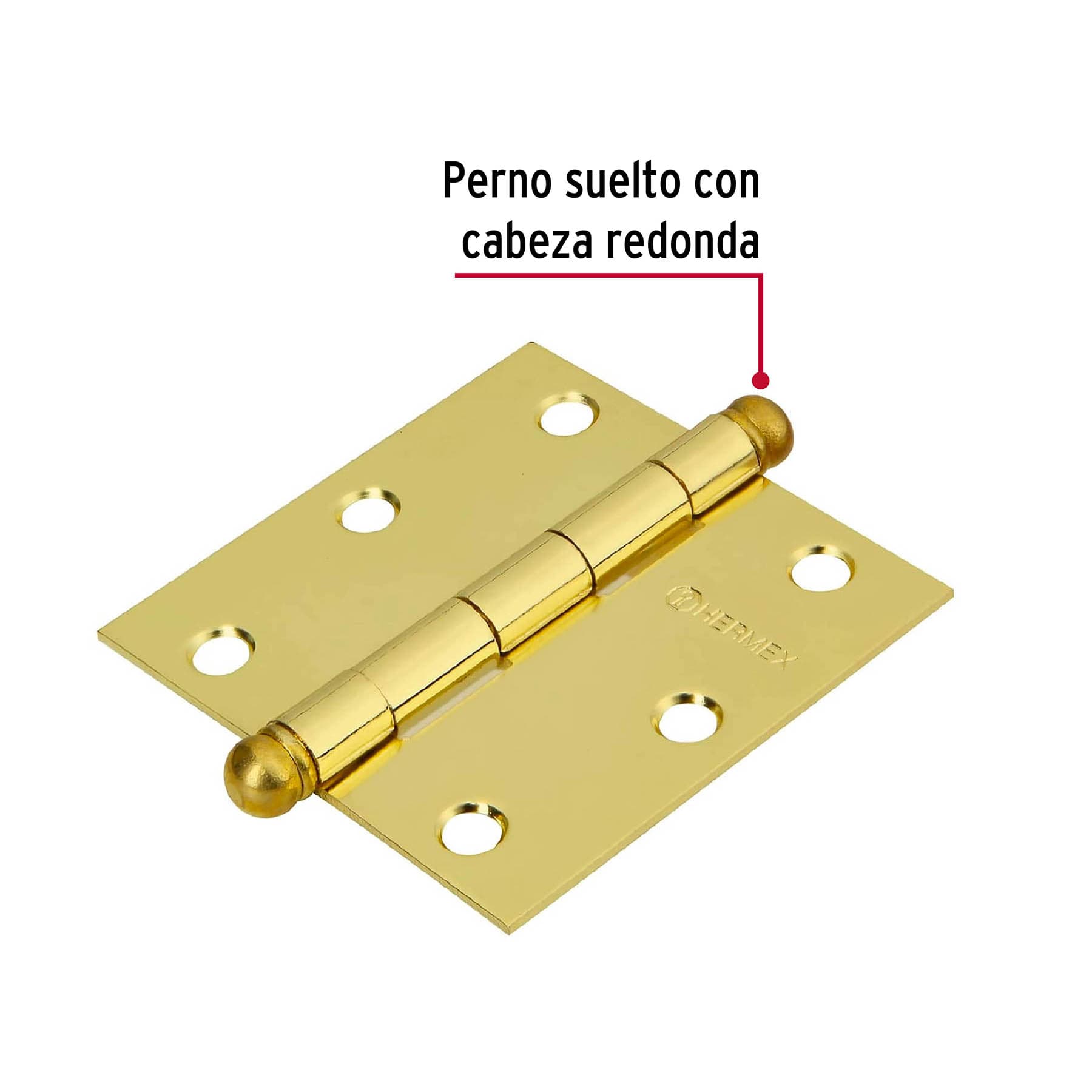 Bolsa 2 bisagras cuadradas 3" latonado, cabeza redonda
