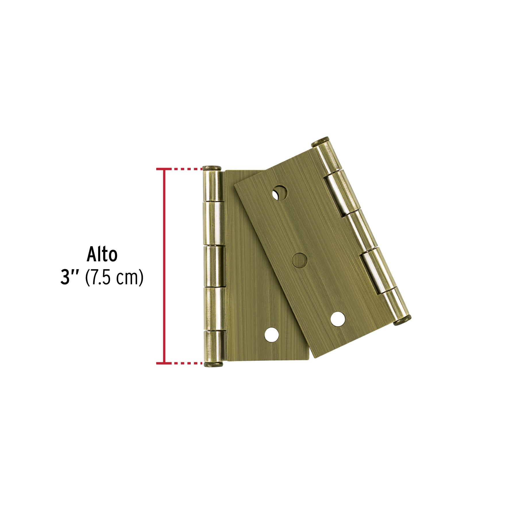 Bolsa c/2 bisagras cuadradas 3", plana, latón ant, BASIC