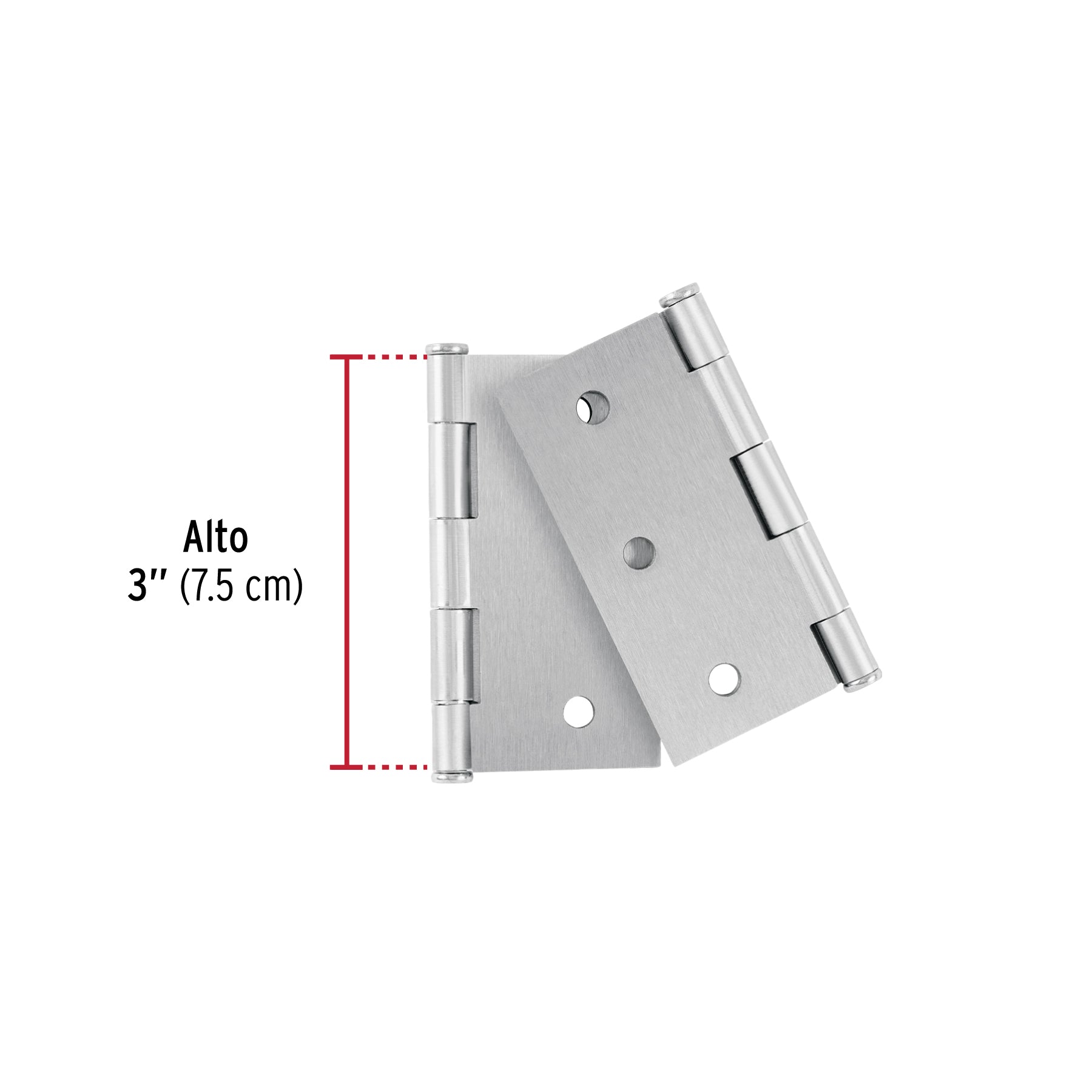 Bolsa c/2 bisagras cuadradas 3", plana, satinado, BASIC
