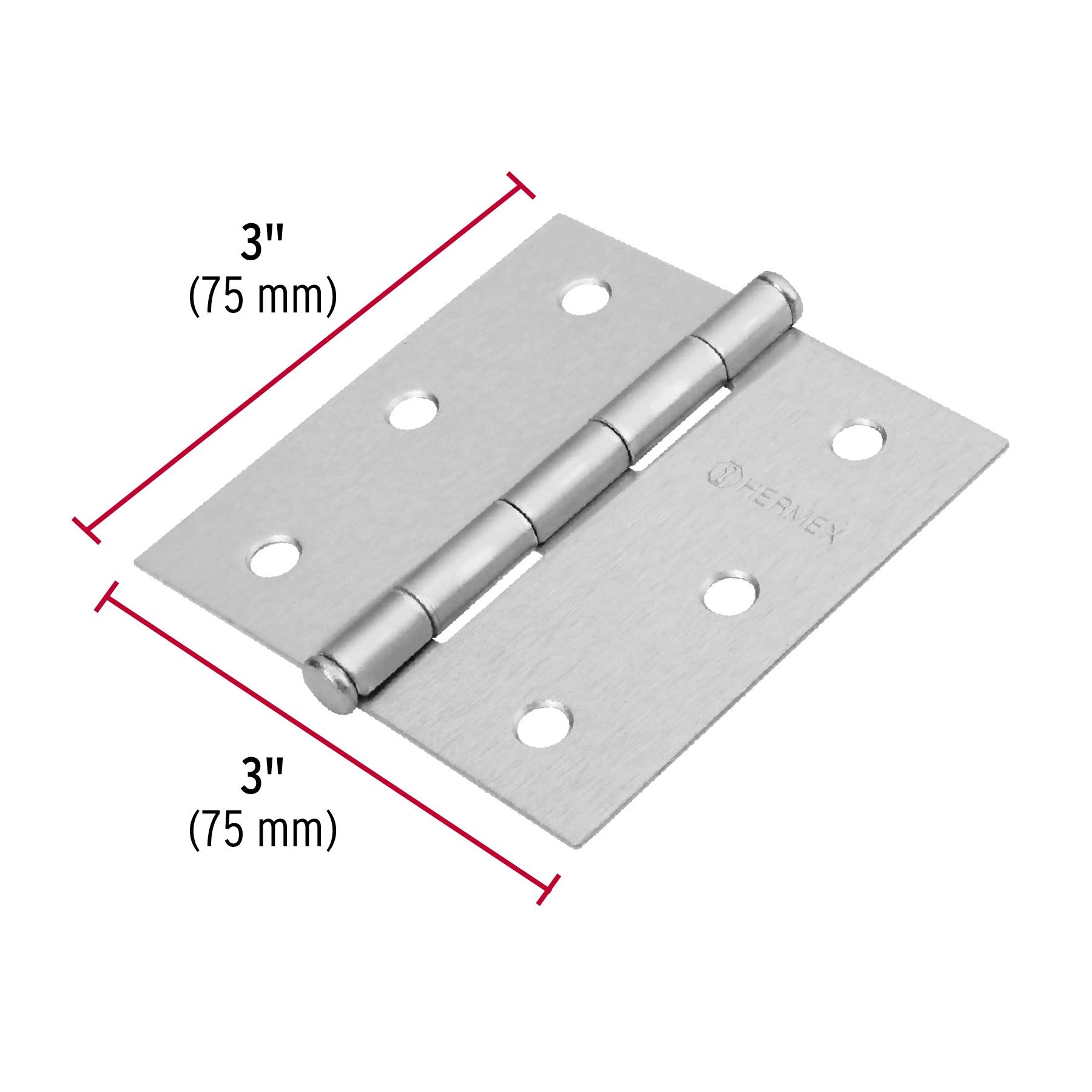 Bisagra cuadrada 3", satinado, cabeza plana, BASIC