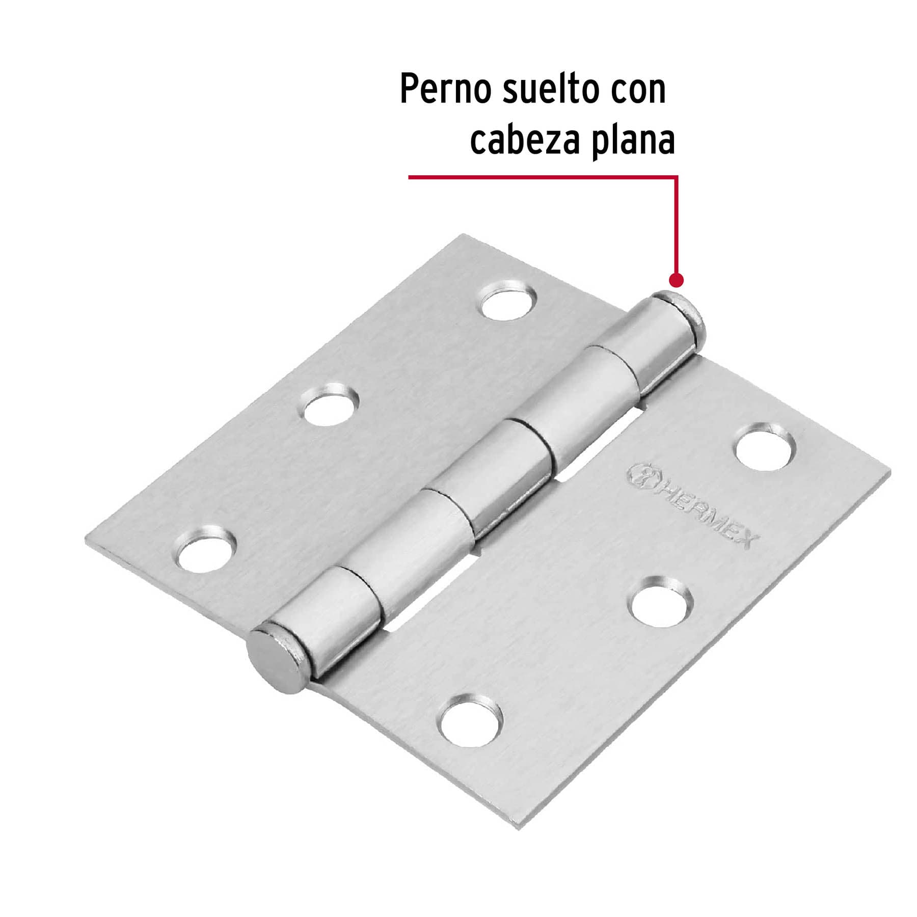 Bisagra cuadrada 3", satinado, cabeza plana, HERMEX