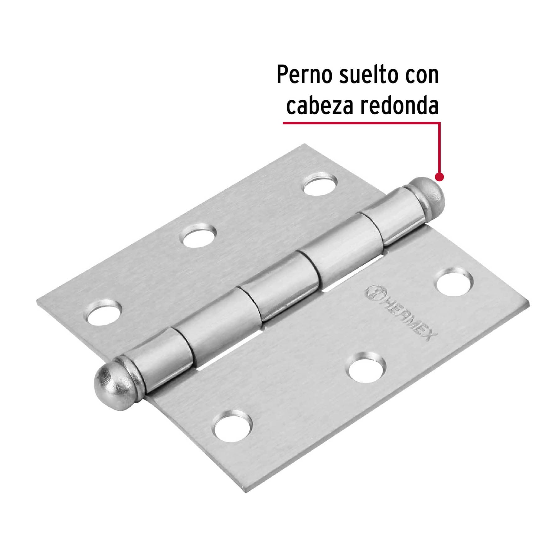 Bisagra cuadrada 3", satinado, cabeza redonda, HERMEX
