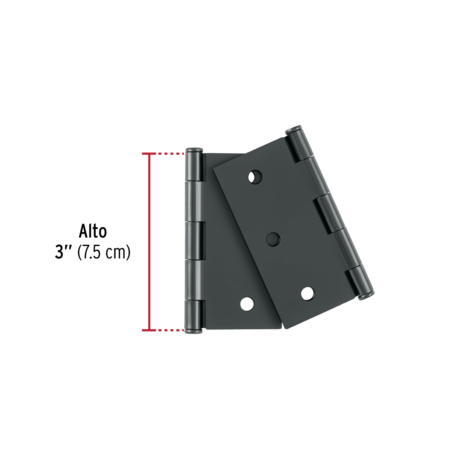 Bolsa c/2 bisagras cuadradas 3", plana, negro, BASIC