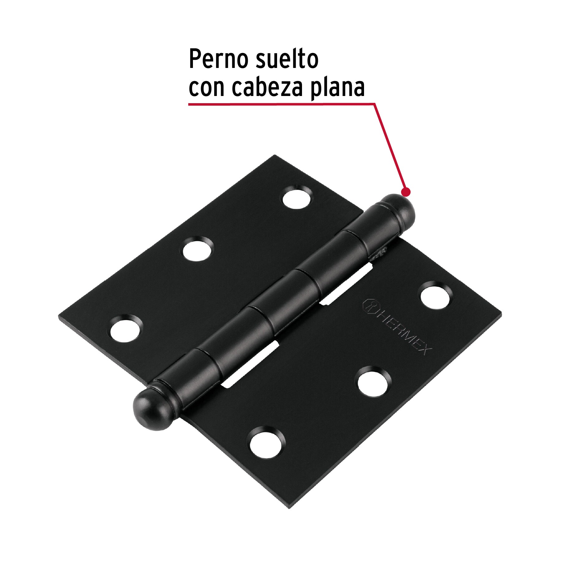 Bisagra cuadrada 3", negro mate, cabeza redonda, HERMEX