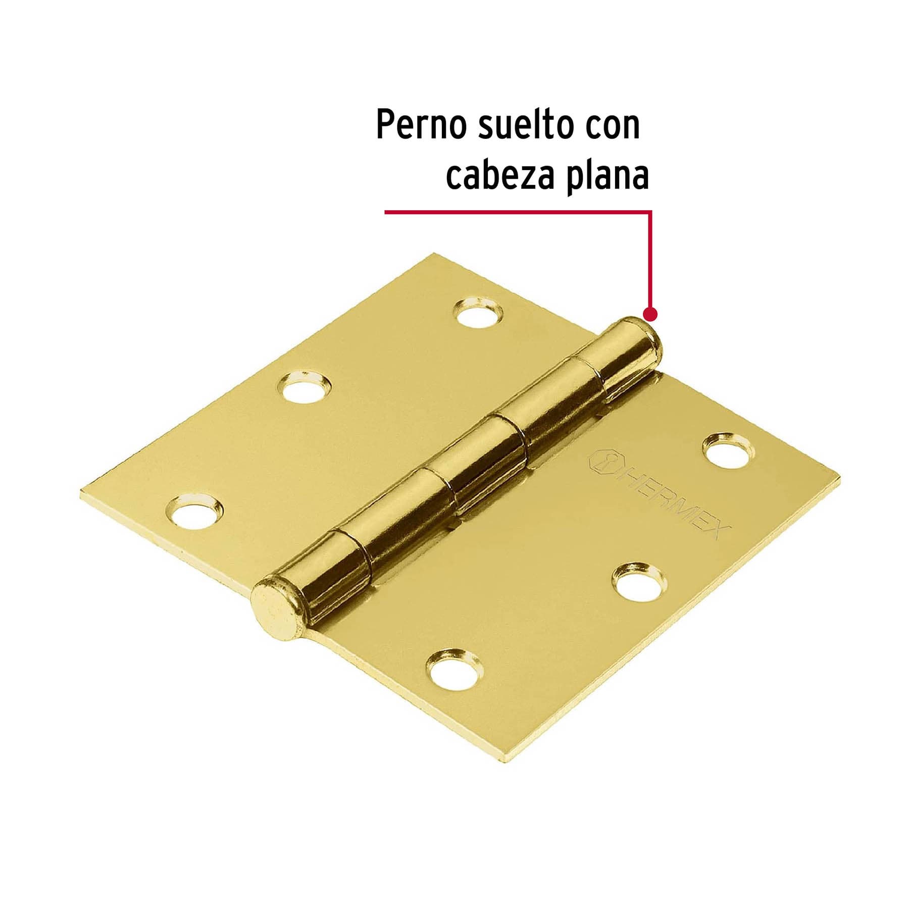Bolsa 2 bisagras cuadradas 3-1/2" latonado, cabeza plana