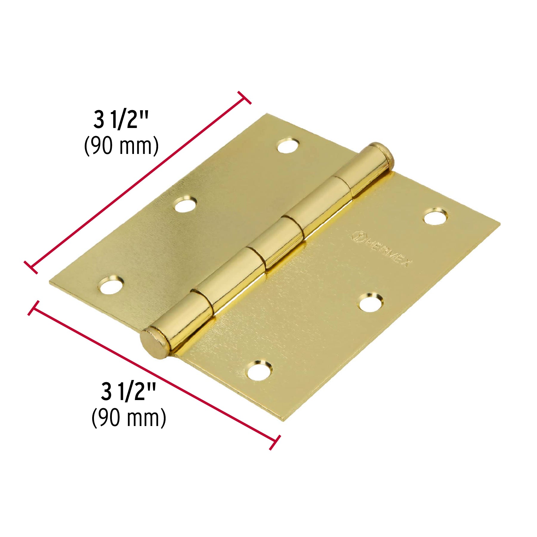 Bisagra cuadrada 3-1/2",latonado, cabeza plana, HERMEX BASIC