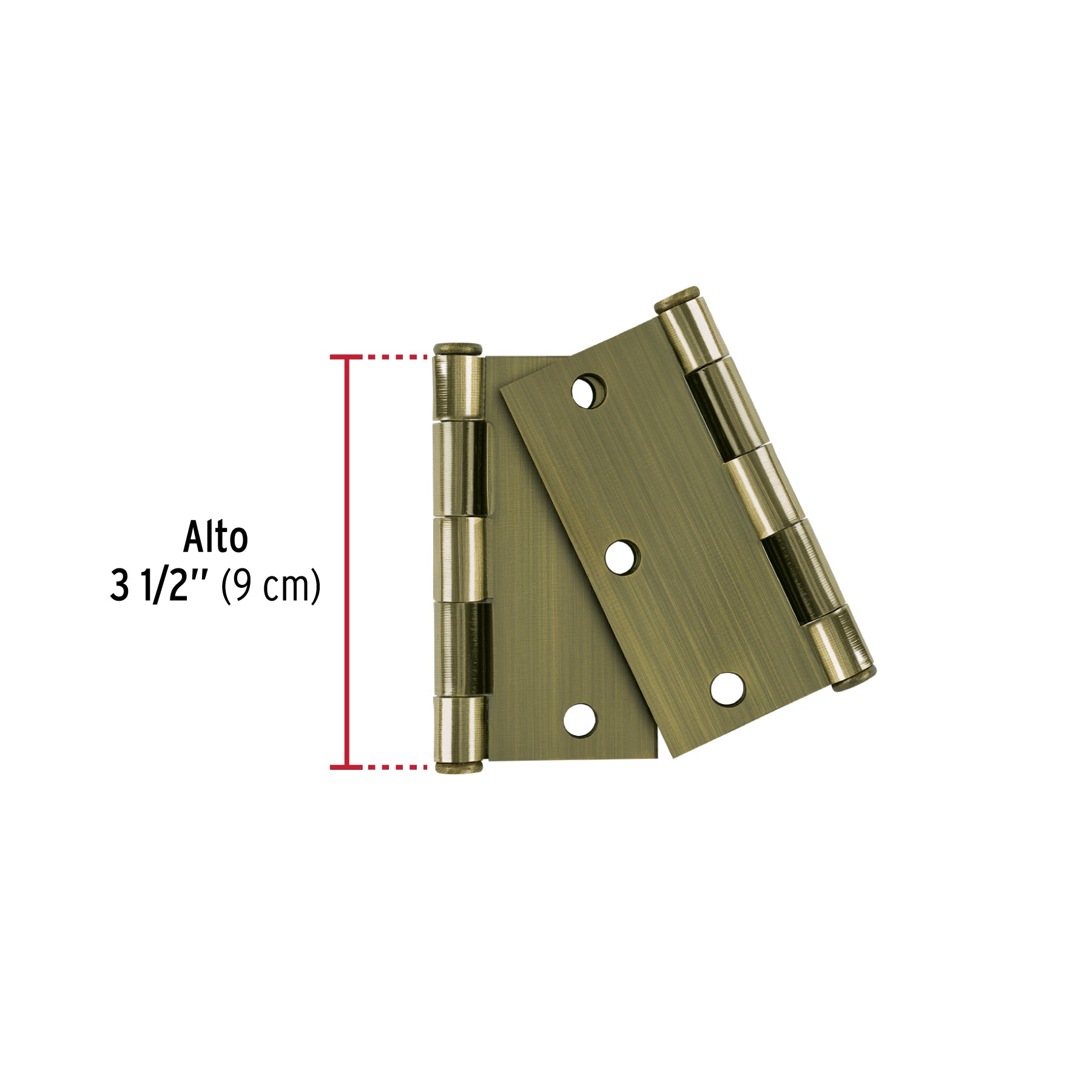 Bolsa 2 bisagras cuadradas 3-1/2"latón antiguo, cabeza plana