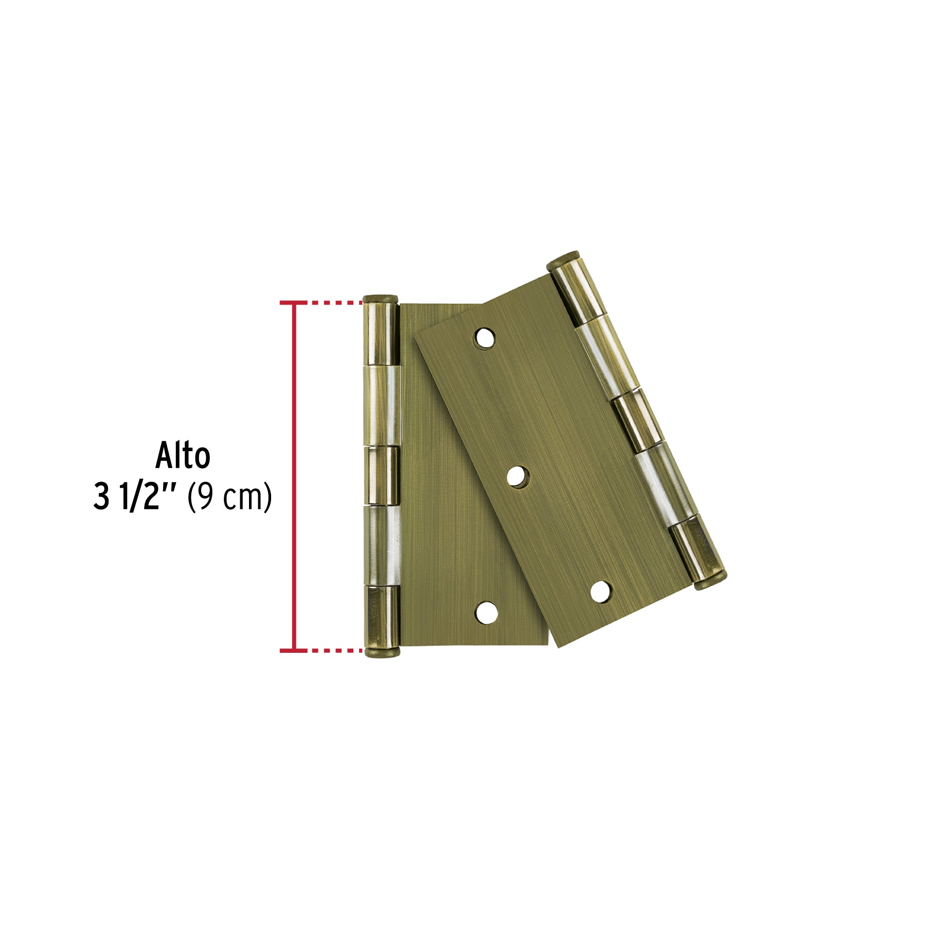 Bolsa c/2 bisagras cuadradas 3-1/2", plana, latón ant, BASIC