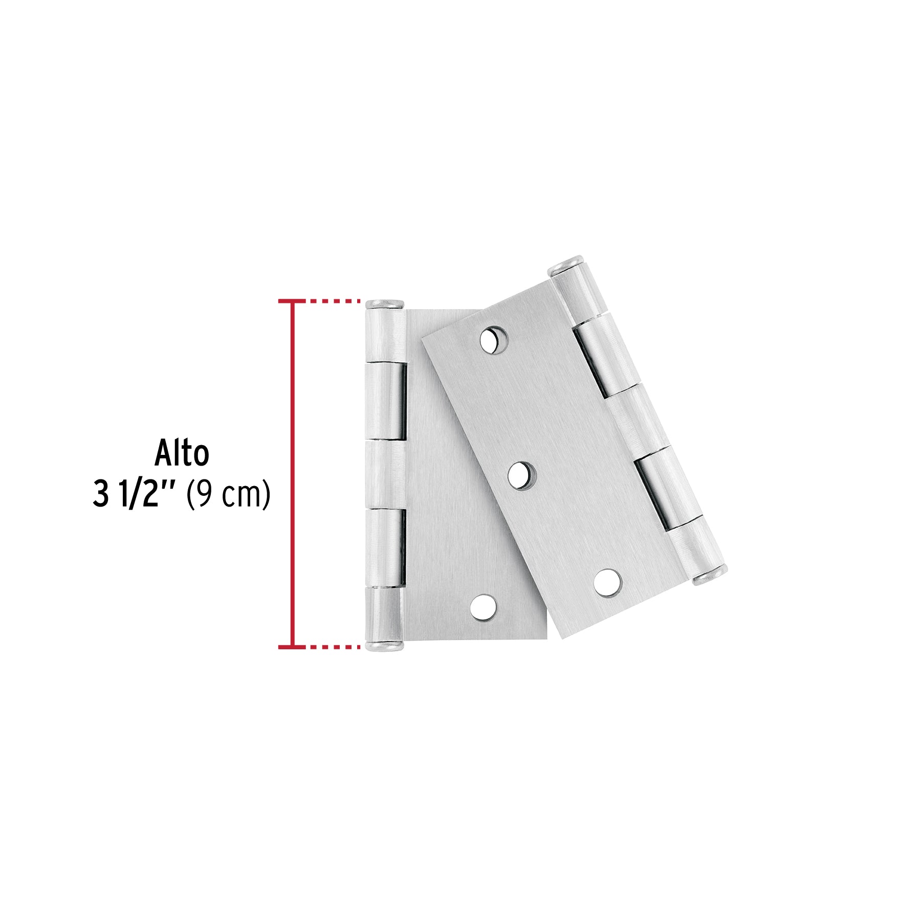 Bolsa 2 bisagras cuadradas 3-1/2" satinado, cabeza plana