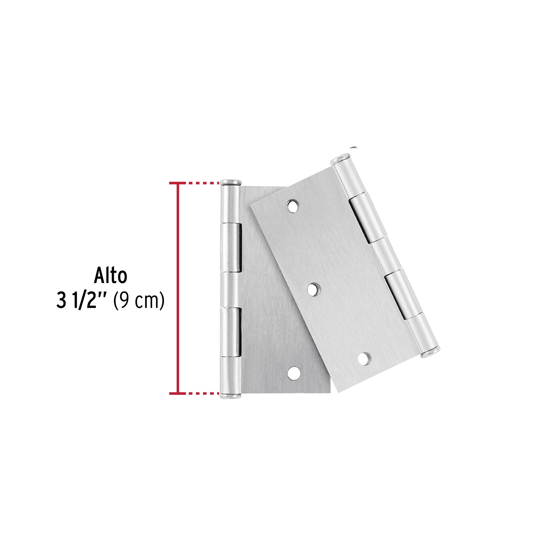 Bolsa c/2 bisagras cuadradas 3-1/2", plana, satinado, BASIC