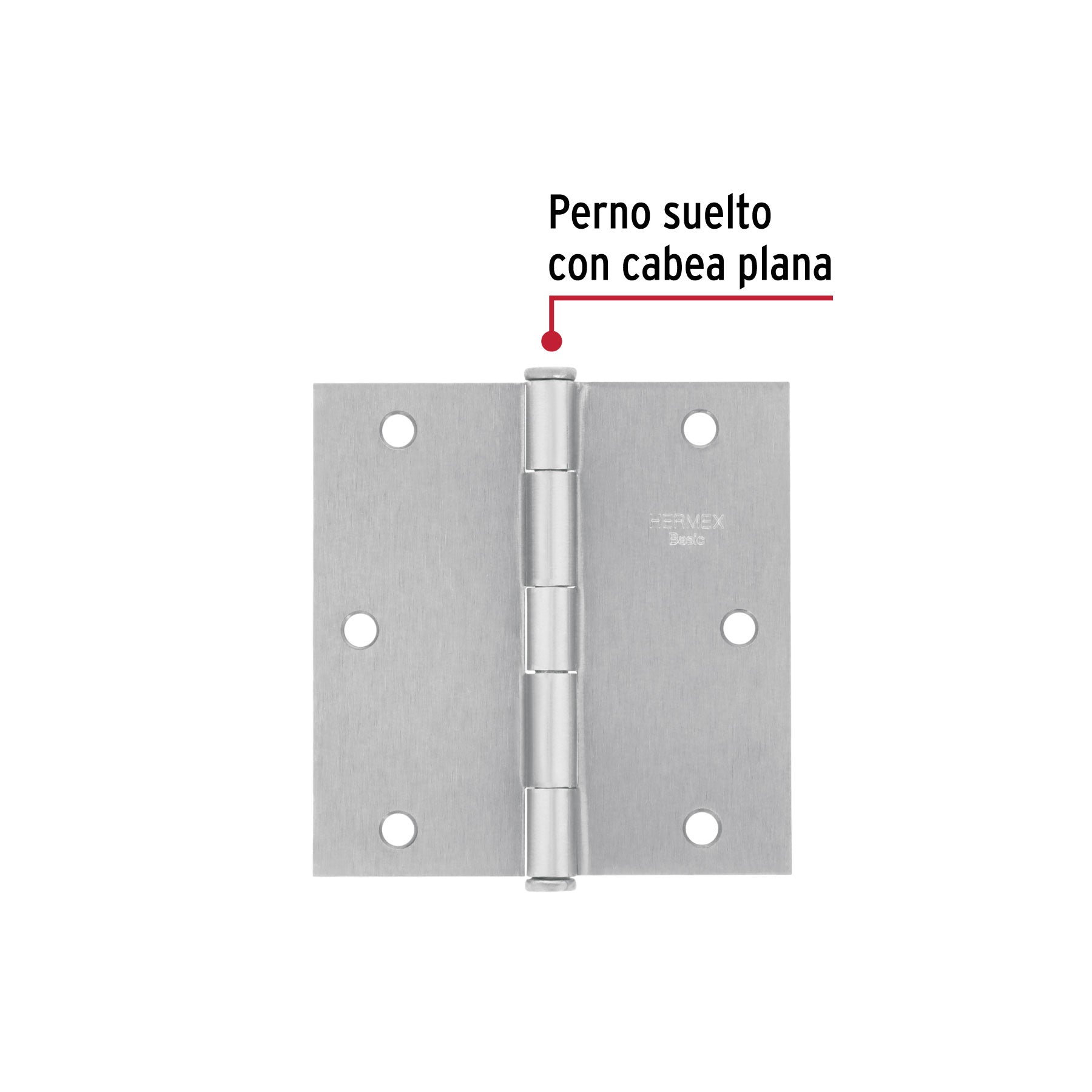 Bisagra cuadrada 3-1/2", satinado, cabeza plana, BASIC