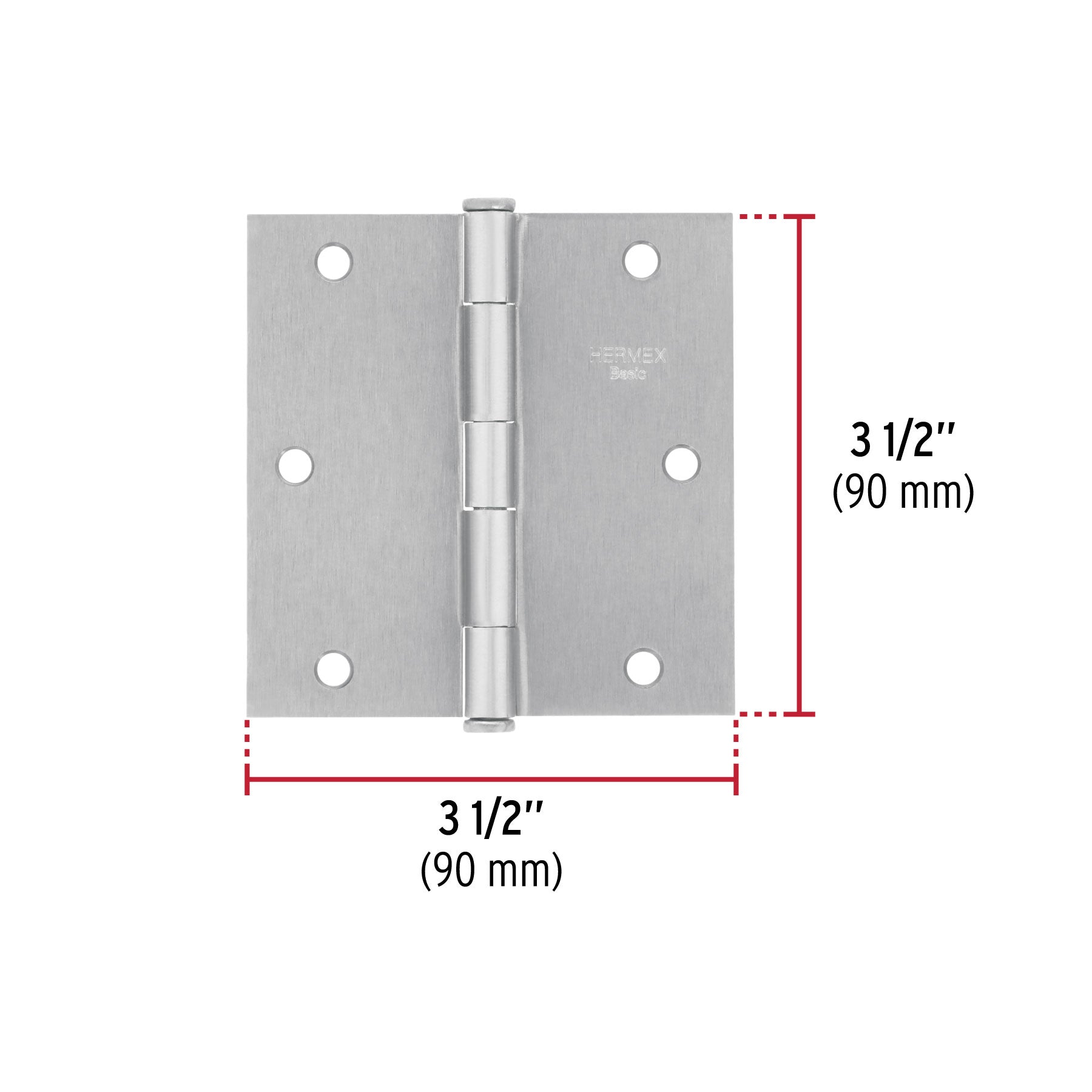 Bisagra cuadrada 3-1/2", satinado, cabeza plana, BASIC
