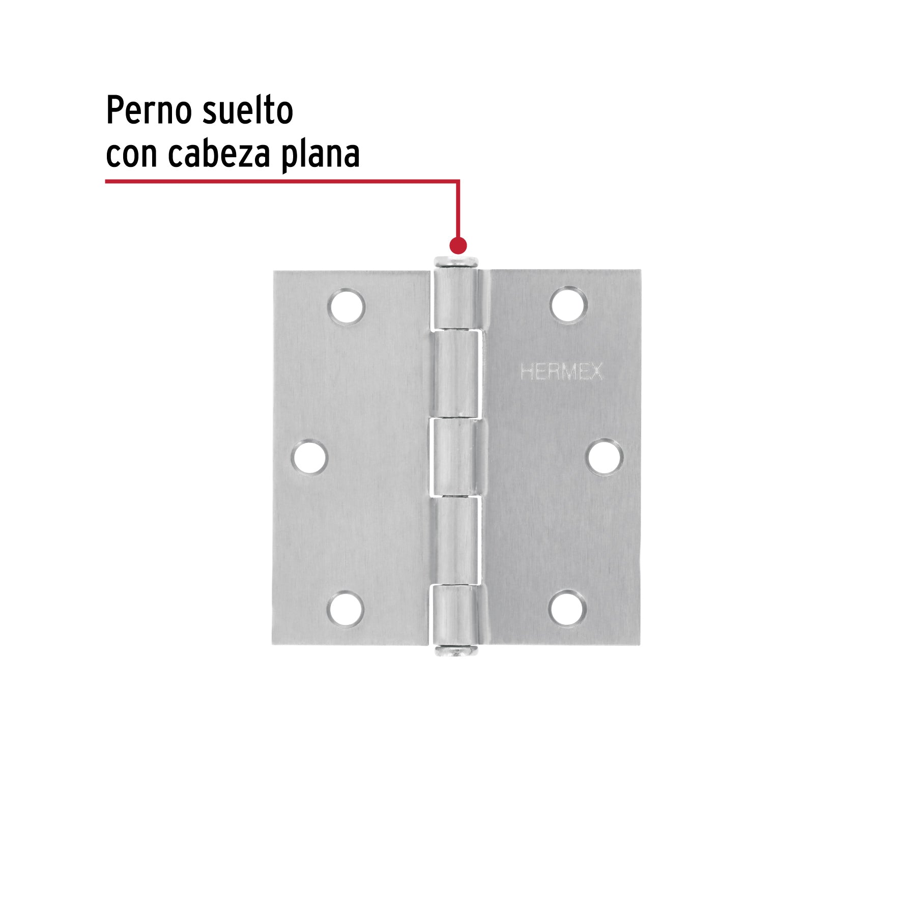 Bisagra cuadrada 3-1/2", satinado, cabeza plana, HERMEX