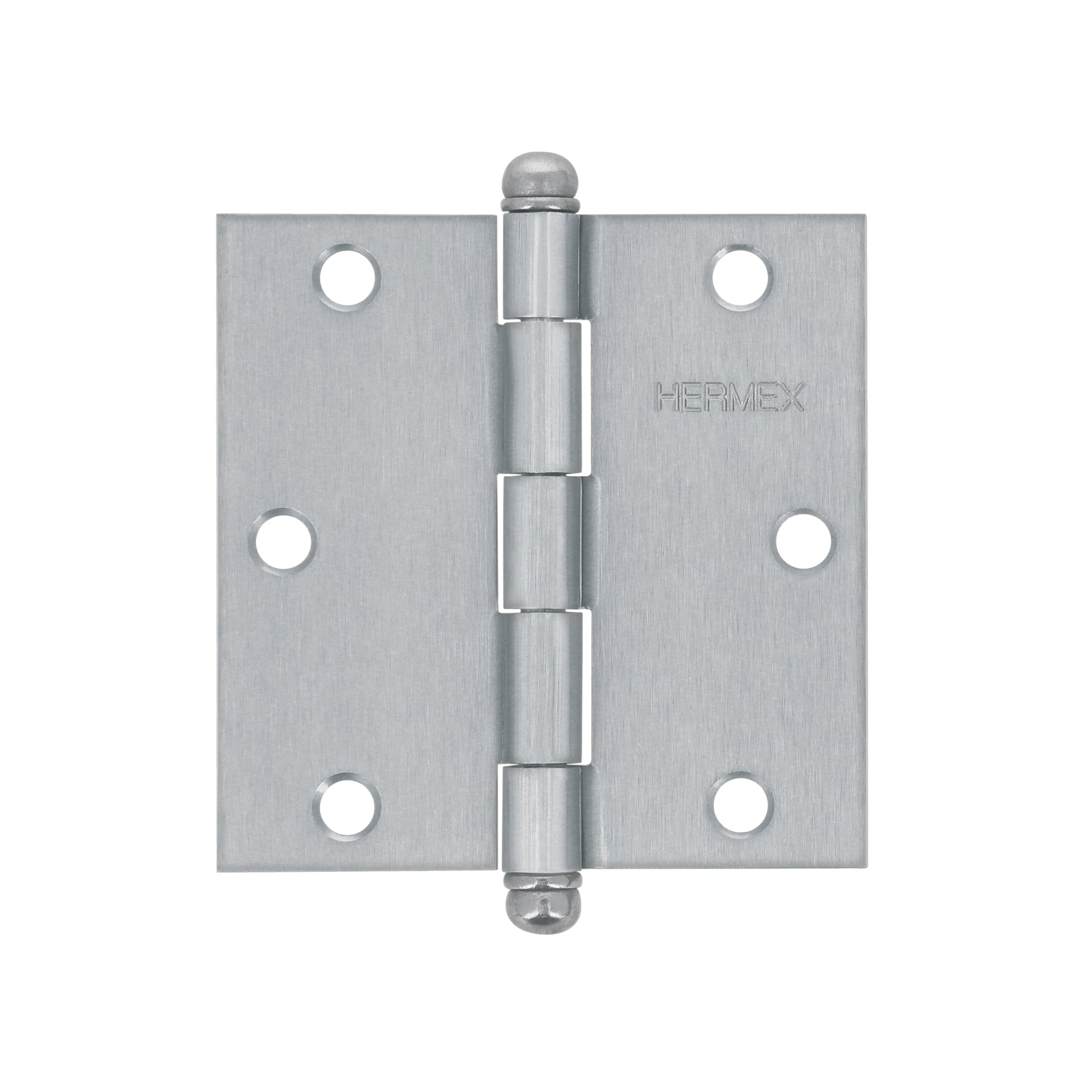Bisagra cuadrada 3-1/2", satinado, cabeza redonda, HERMEX
