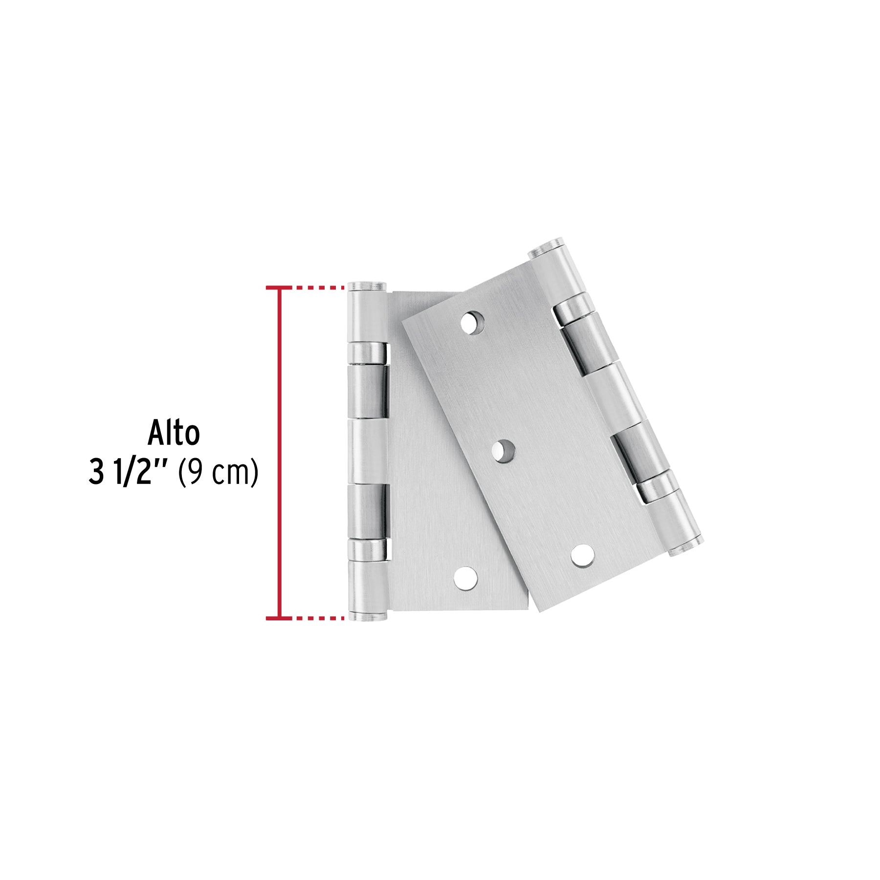 Bolsa 2 bisagras cuadradas 3-1/2" acero inox, cabeza plana
