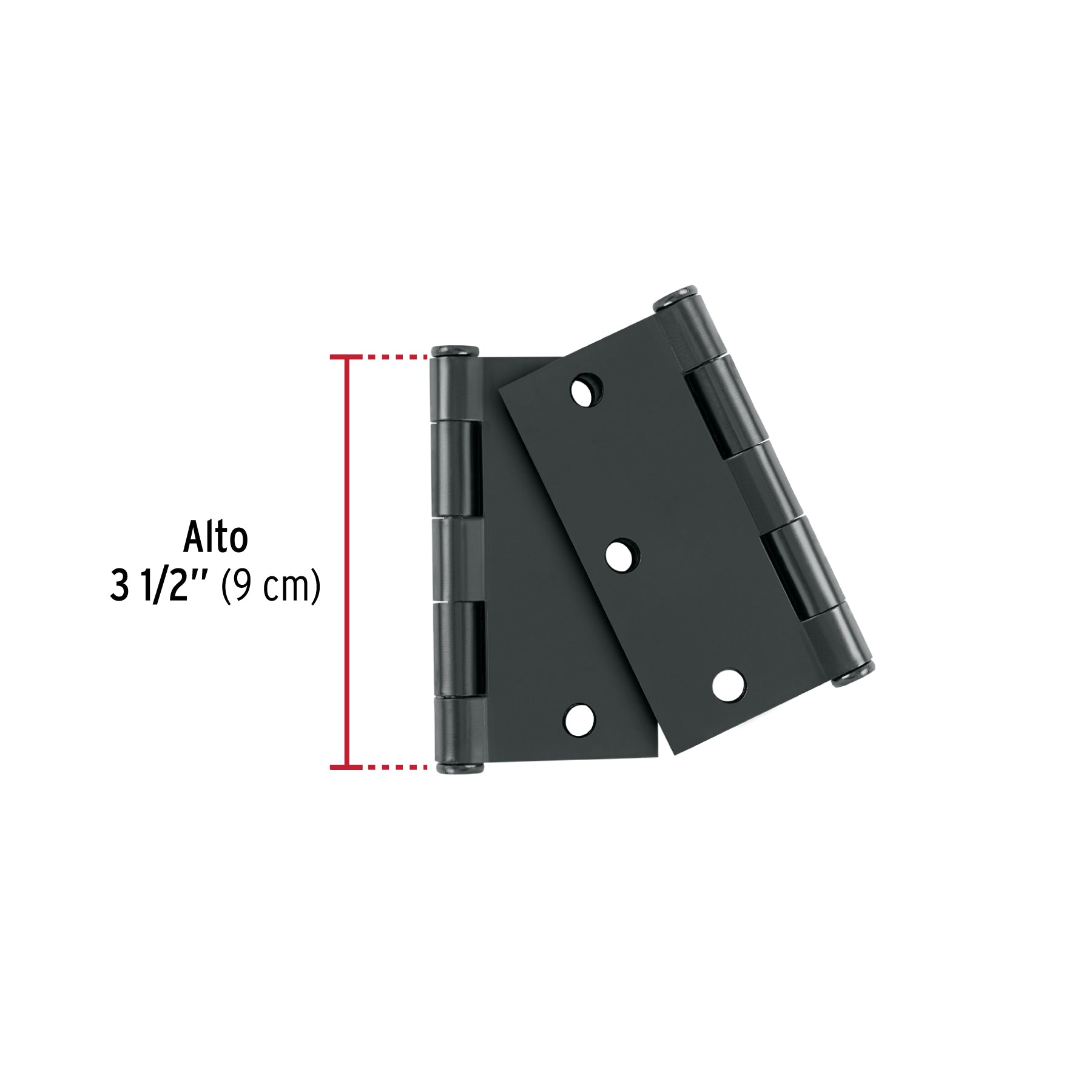 Bolsa 2 bisagras cuadradas 3-1/2" negro, cabeza plana
