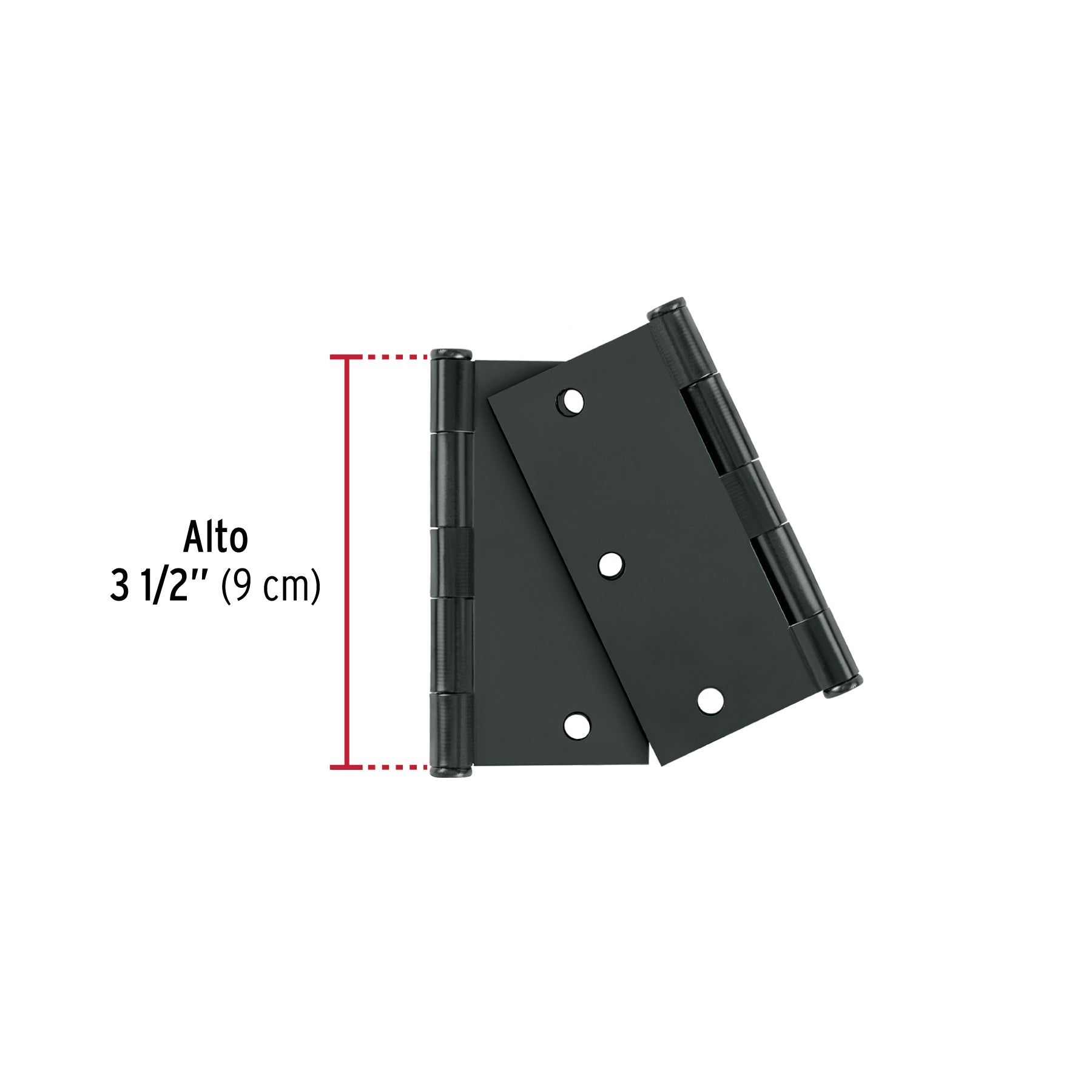 Bolsa c/2 bisagras cuadradas 3-1/2", plana, negro, BASIC