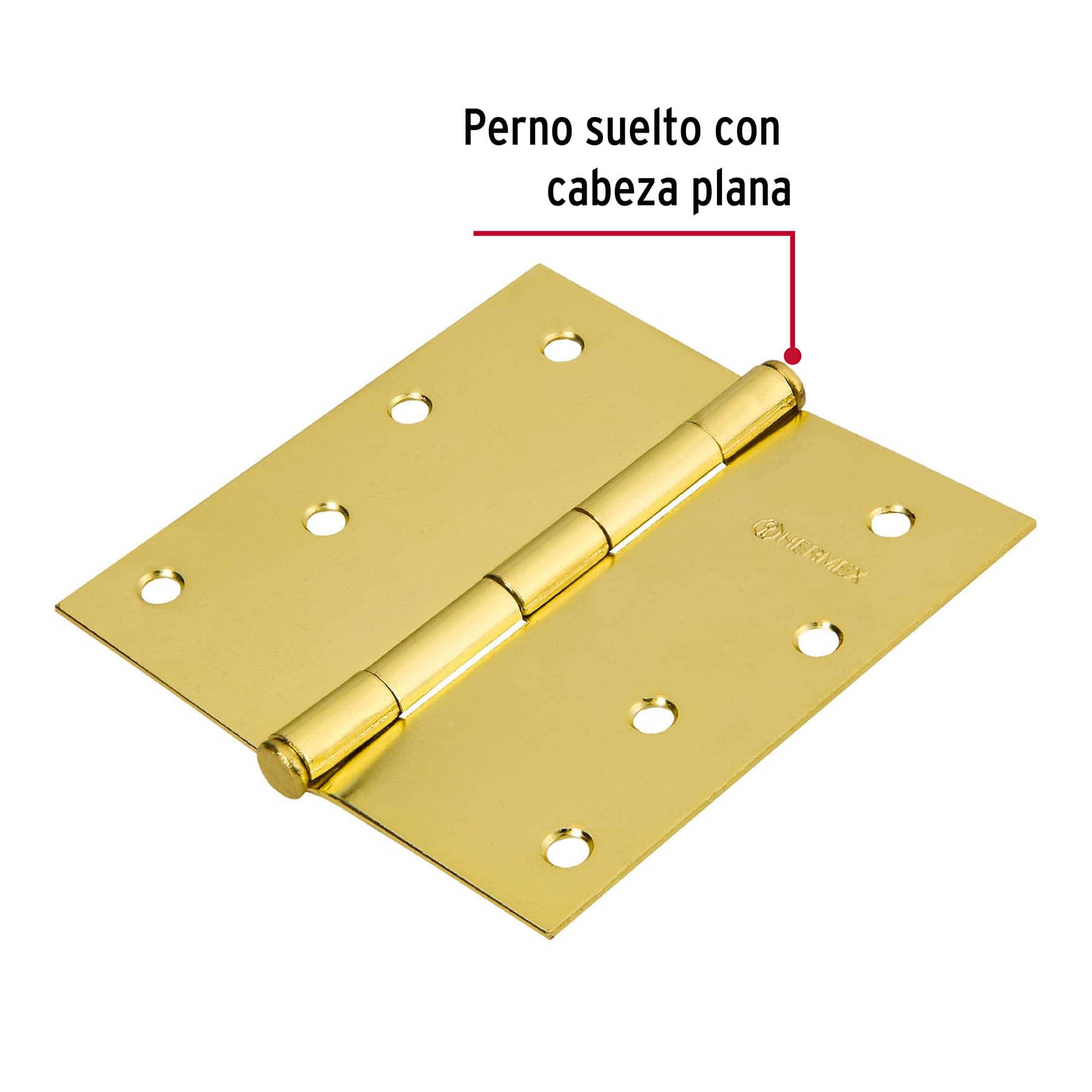 Bisagra cuadrada, 4",latonado, cabeza plana, HERMEX BASIC