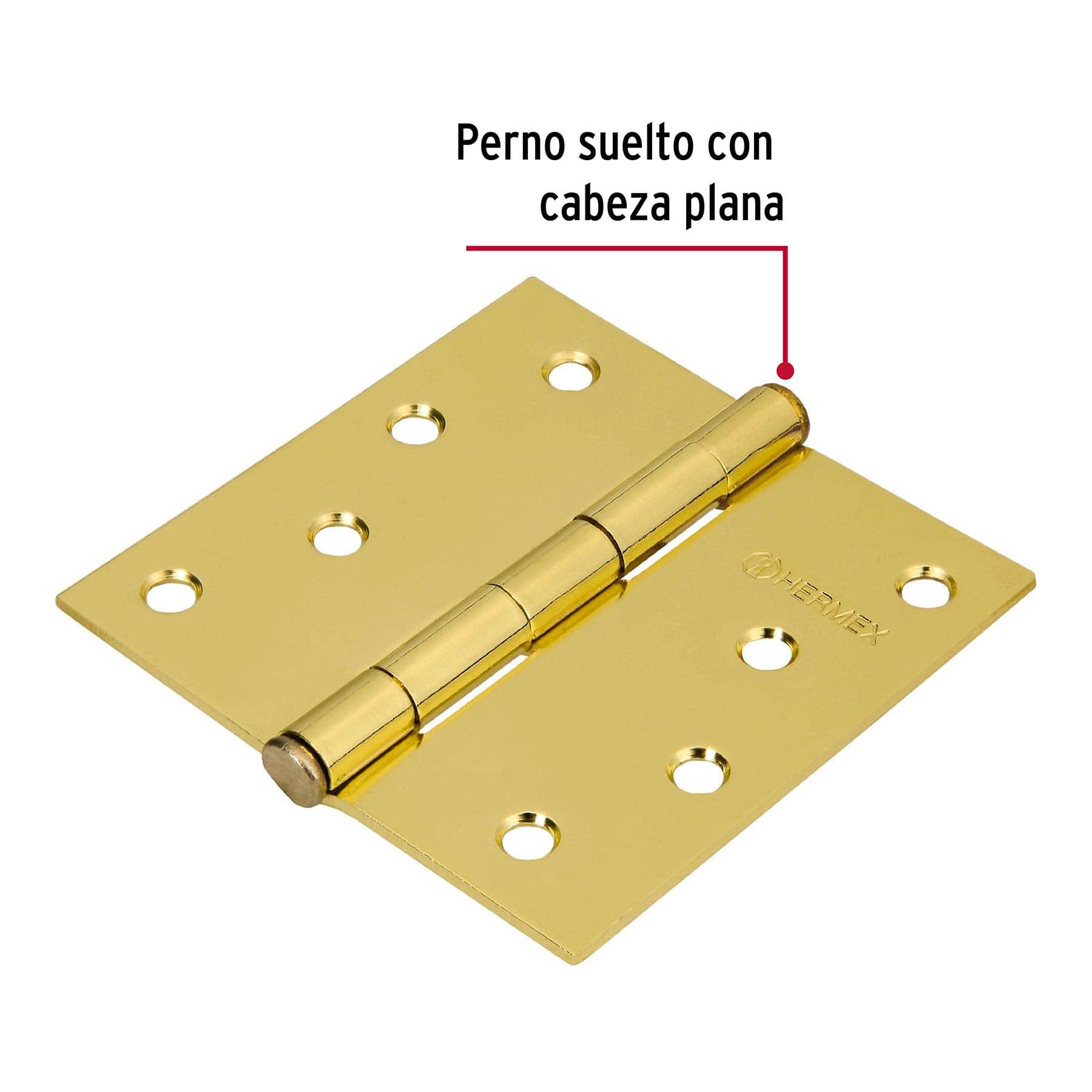 Bisagra cuadrada 4", latonado, cabeza plana, HERMEX
