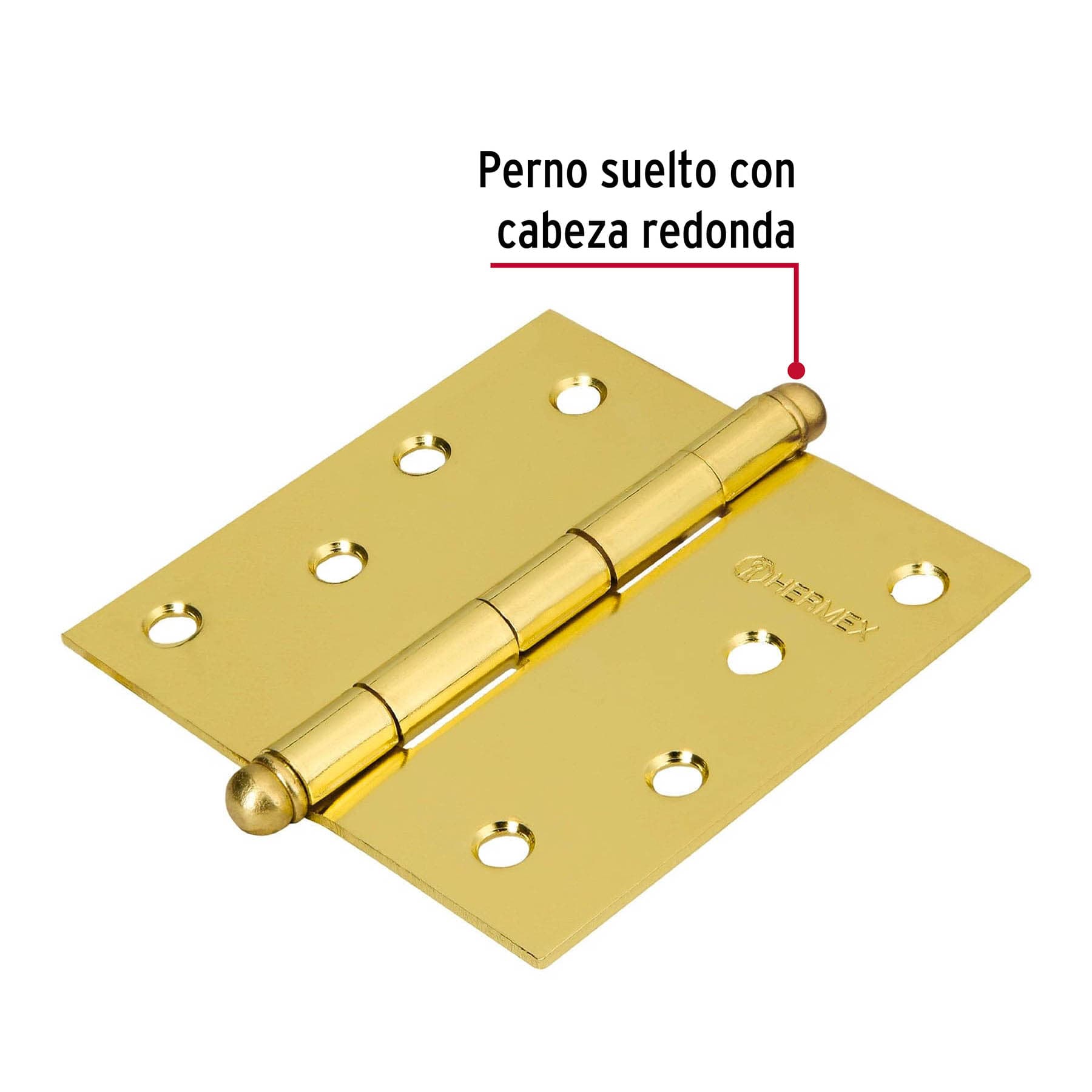 Bisagra cuadrada 4", latonado, cabeza redonda, HERMEX