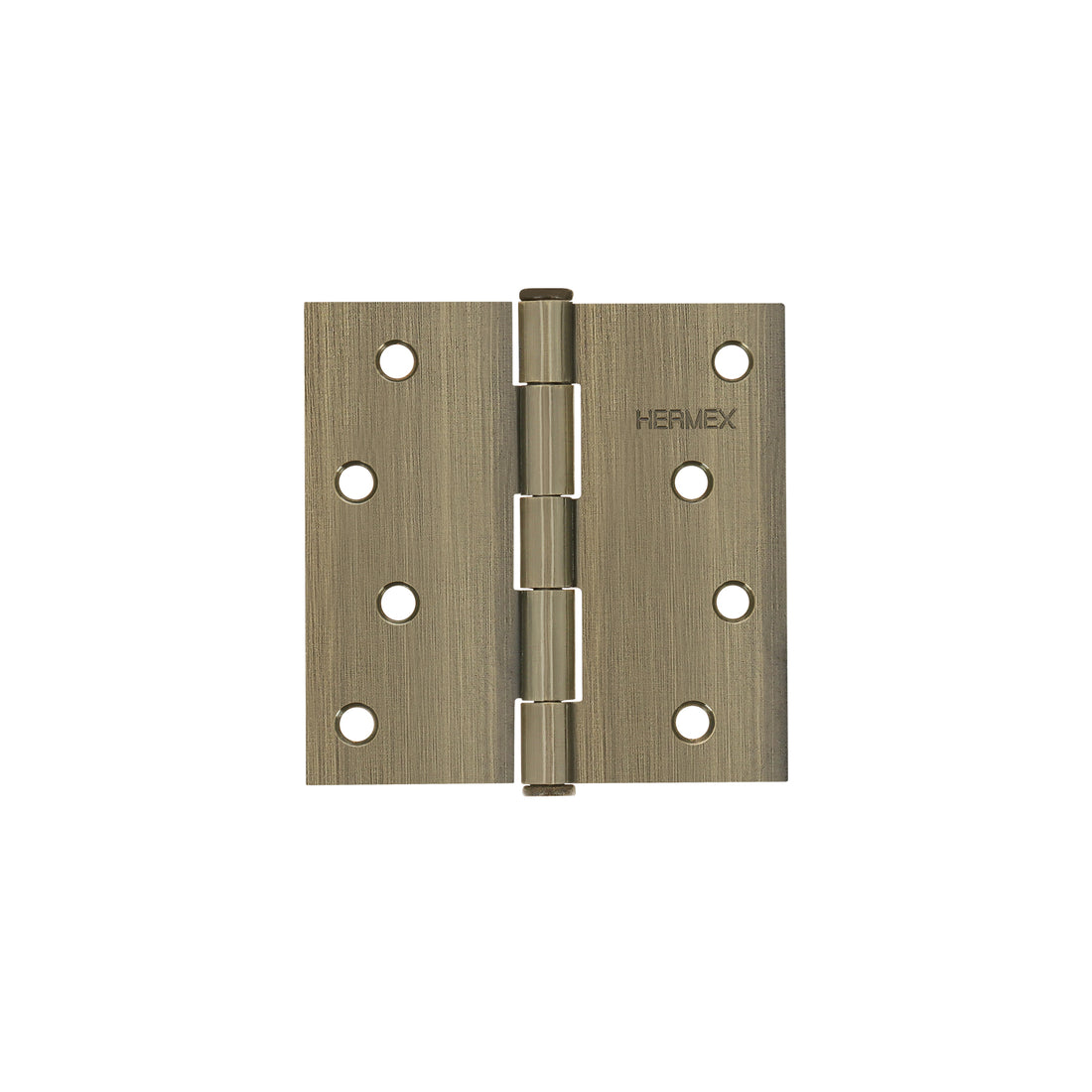 Bisagra cuadrada 4", latón antiguo, cabeza plana, HERMEX