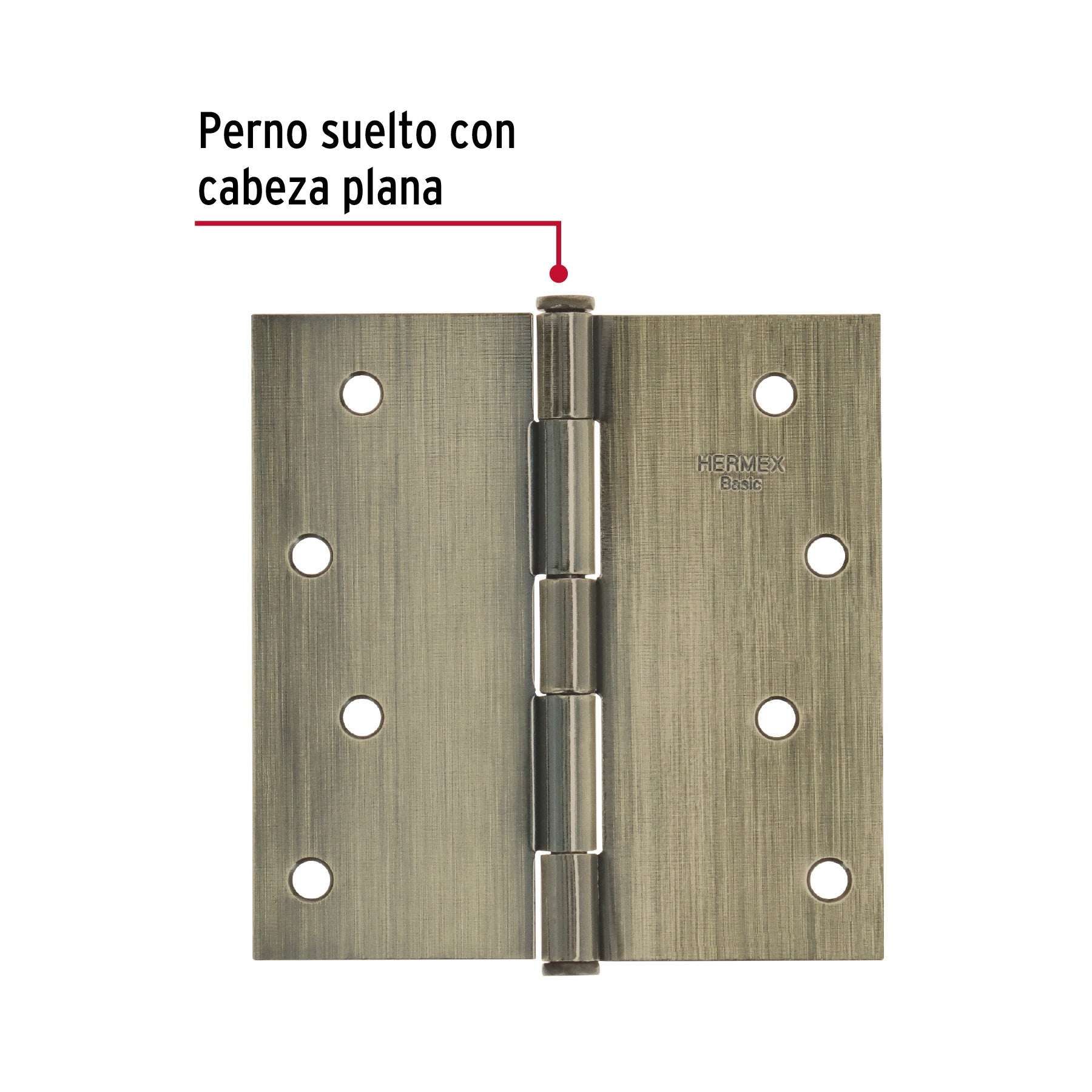 Bisagra cuadrada 4", latón antiguo, cabeza plana, BASIC