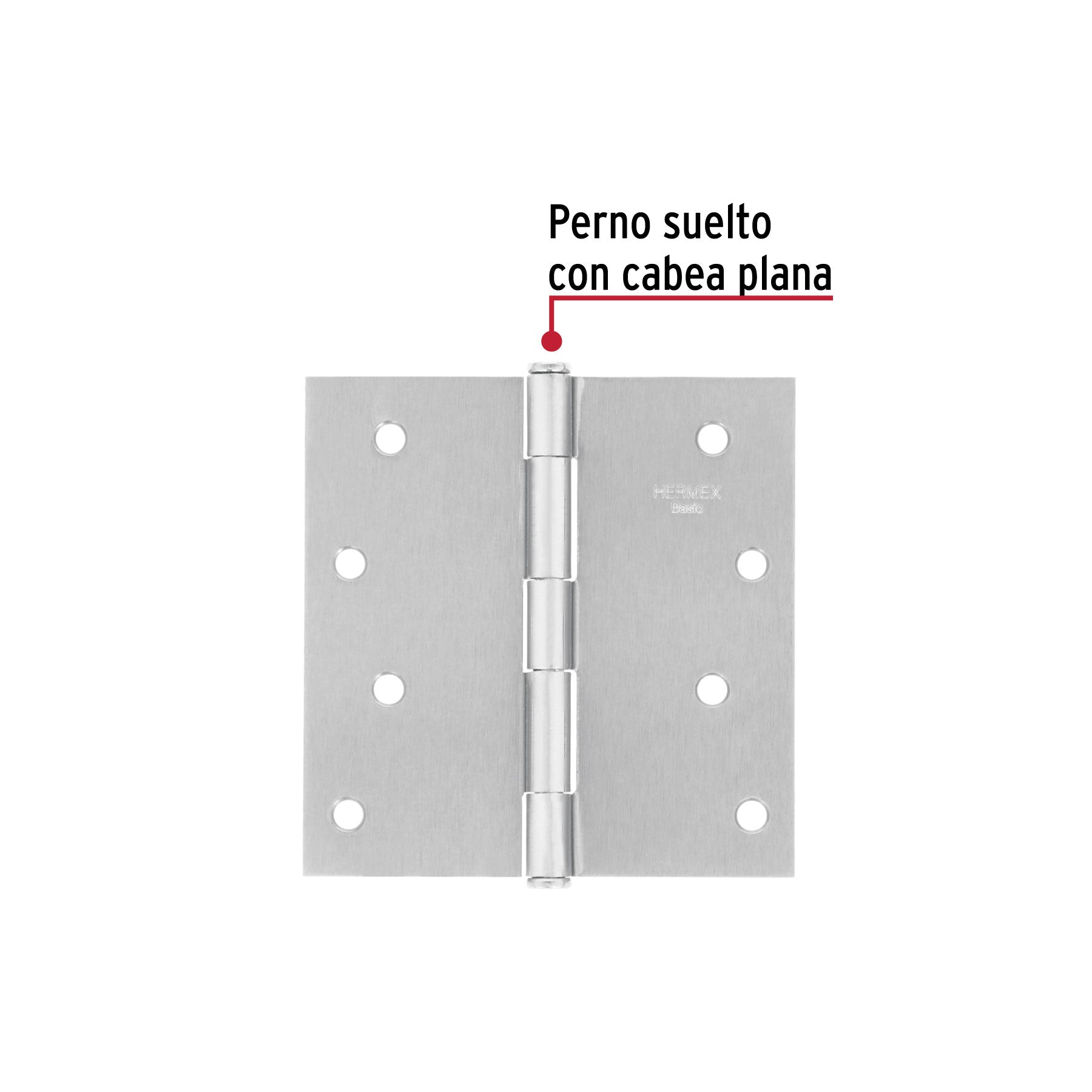 Bisagra cuadrada 4", satinado, cabeza plana, BASIC