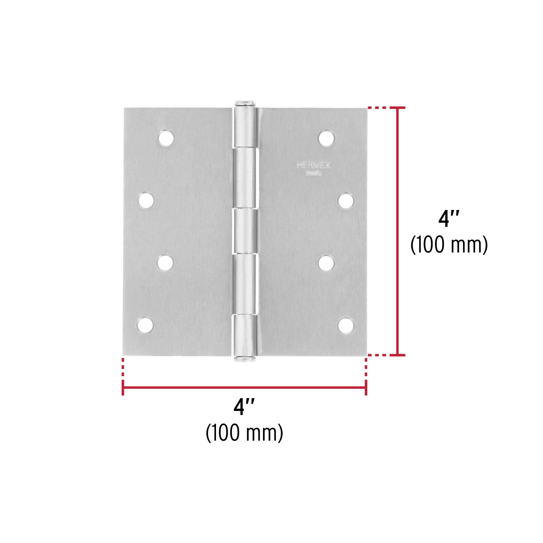 Bisagra cuadrada 4", satinado, cabeza plana, BASIC
