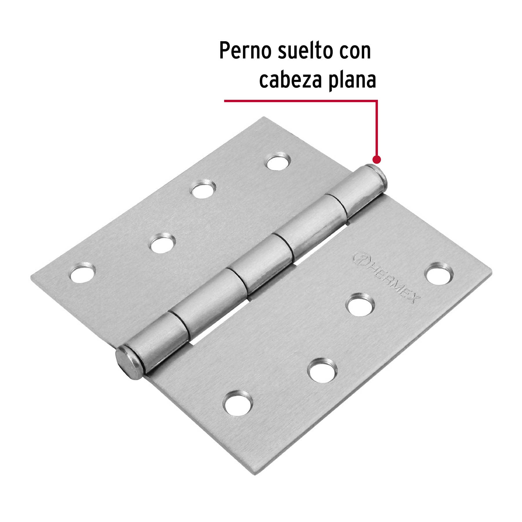 Bisagra cuadrada 4", satinado, cabeza plana, HERMEX