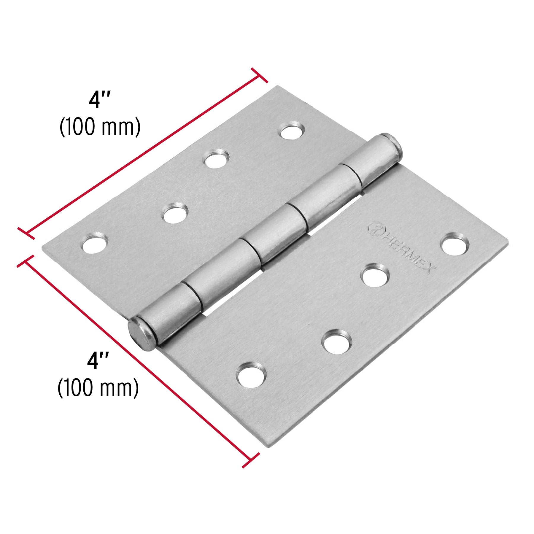 Bisagra cuadrada 4", satinado, cabeza plana, HERMEX