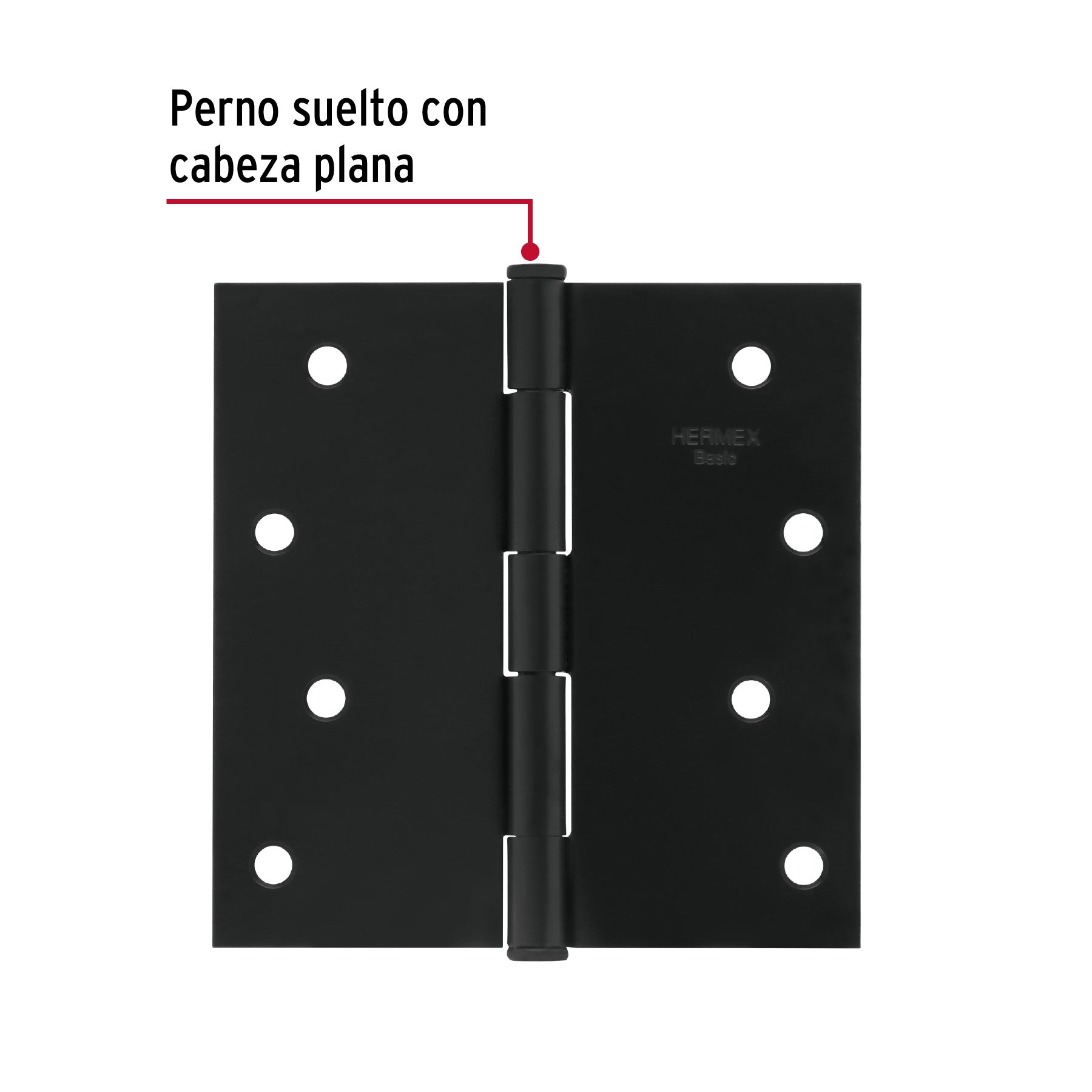 Bisagra cuadrada 4", negro mate, cabeza plana, BASIC