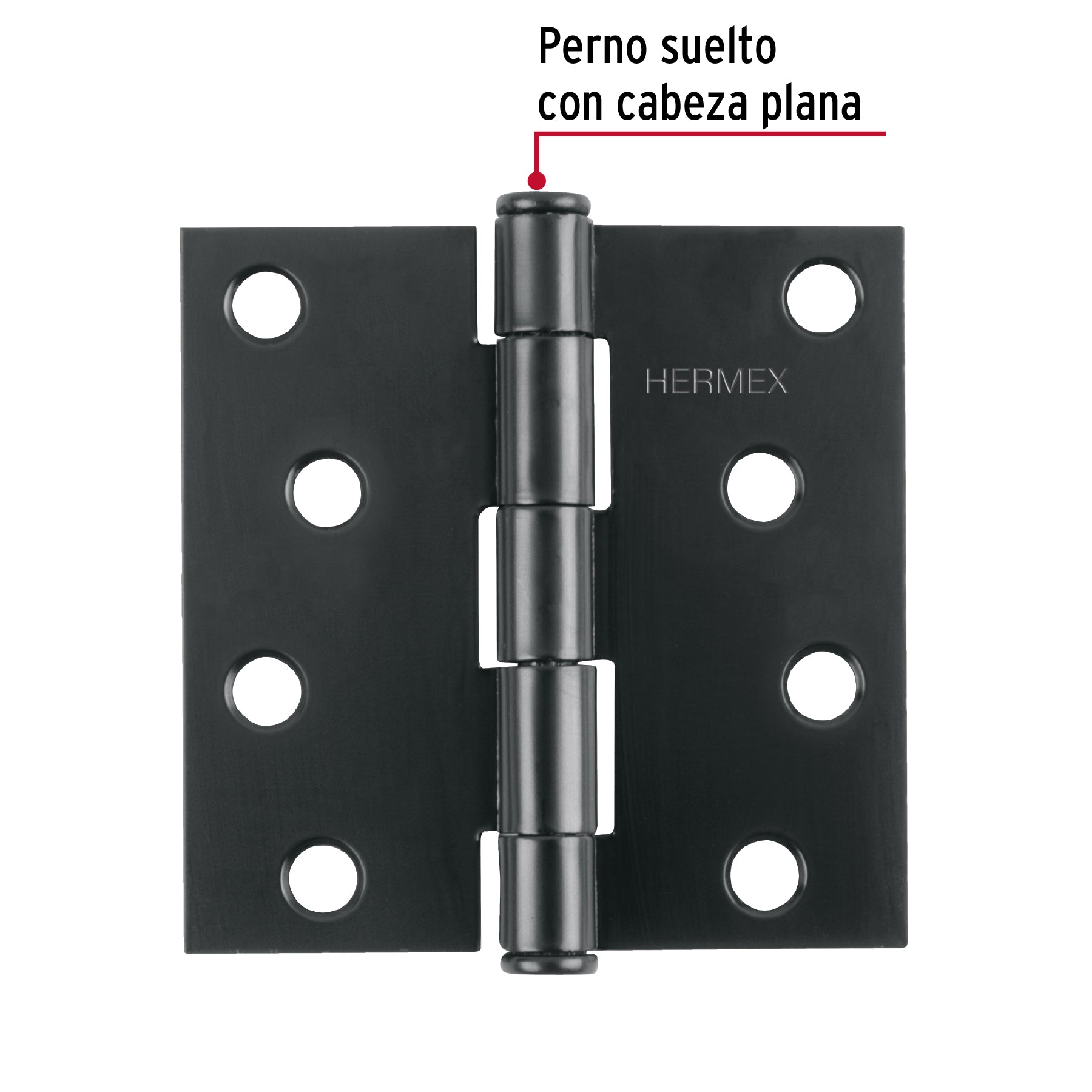 Bisagra cuadrada 4", negro mate, cabeza plana, HERMEX