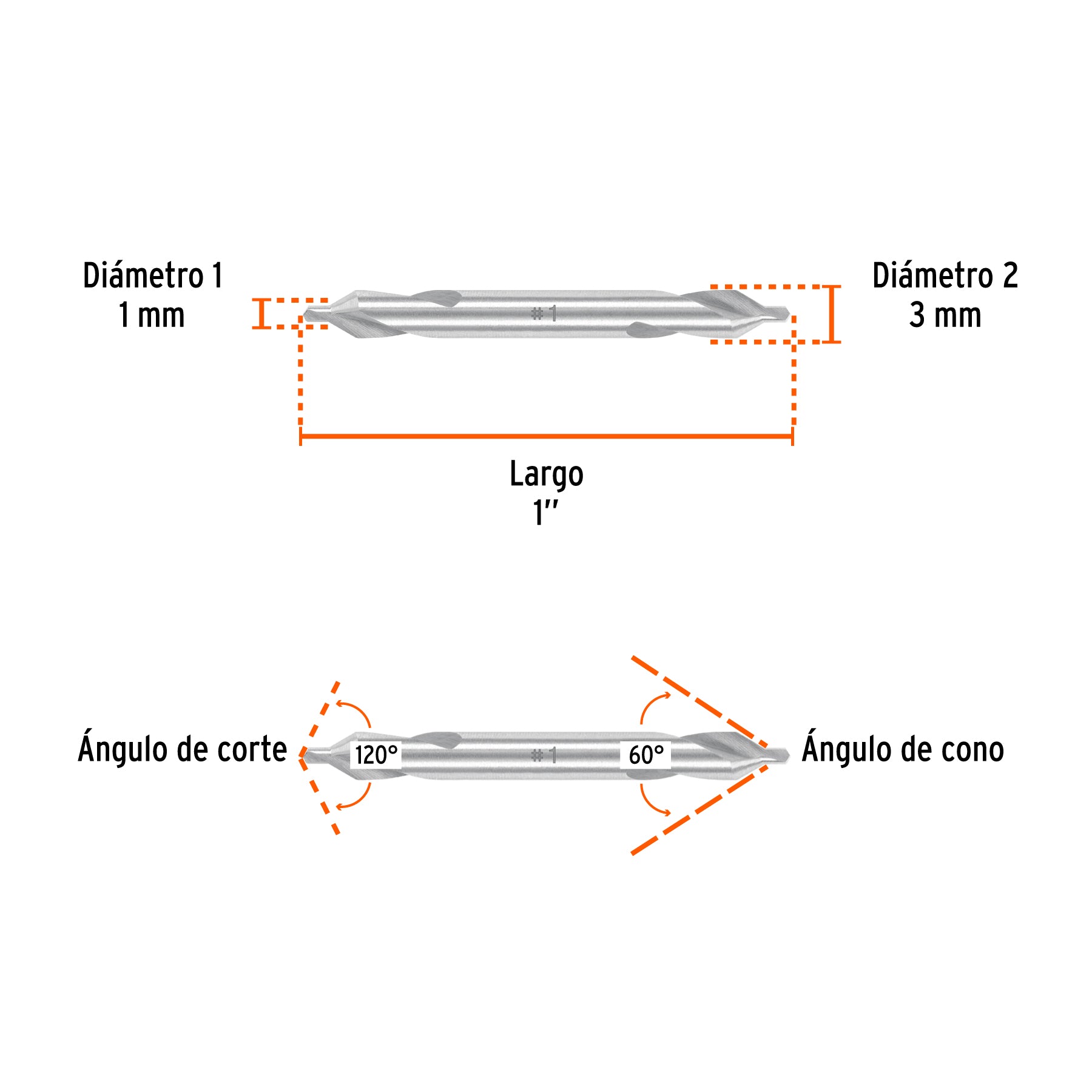 Broca para centrar con doble punta 1, TRUPER