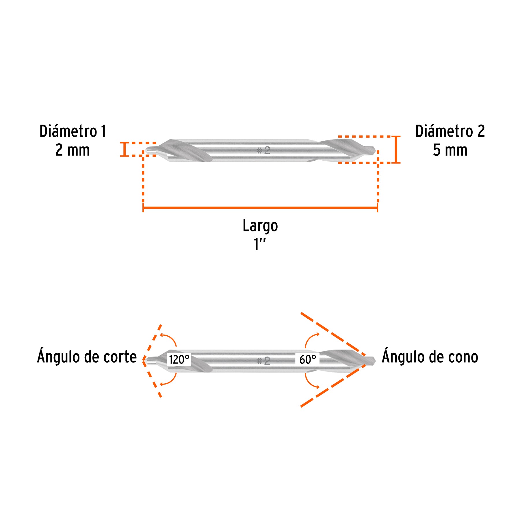 Broca para centrar con doble punta 2, TRUPER