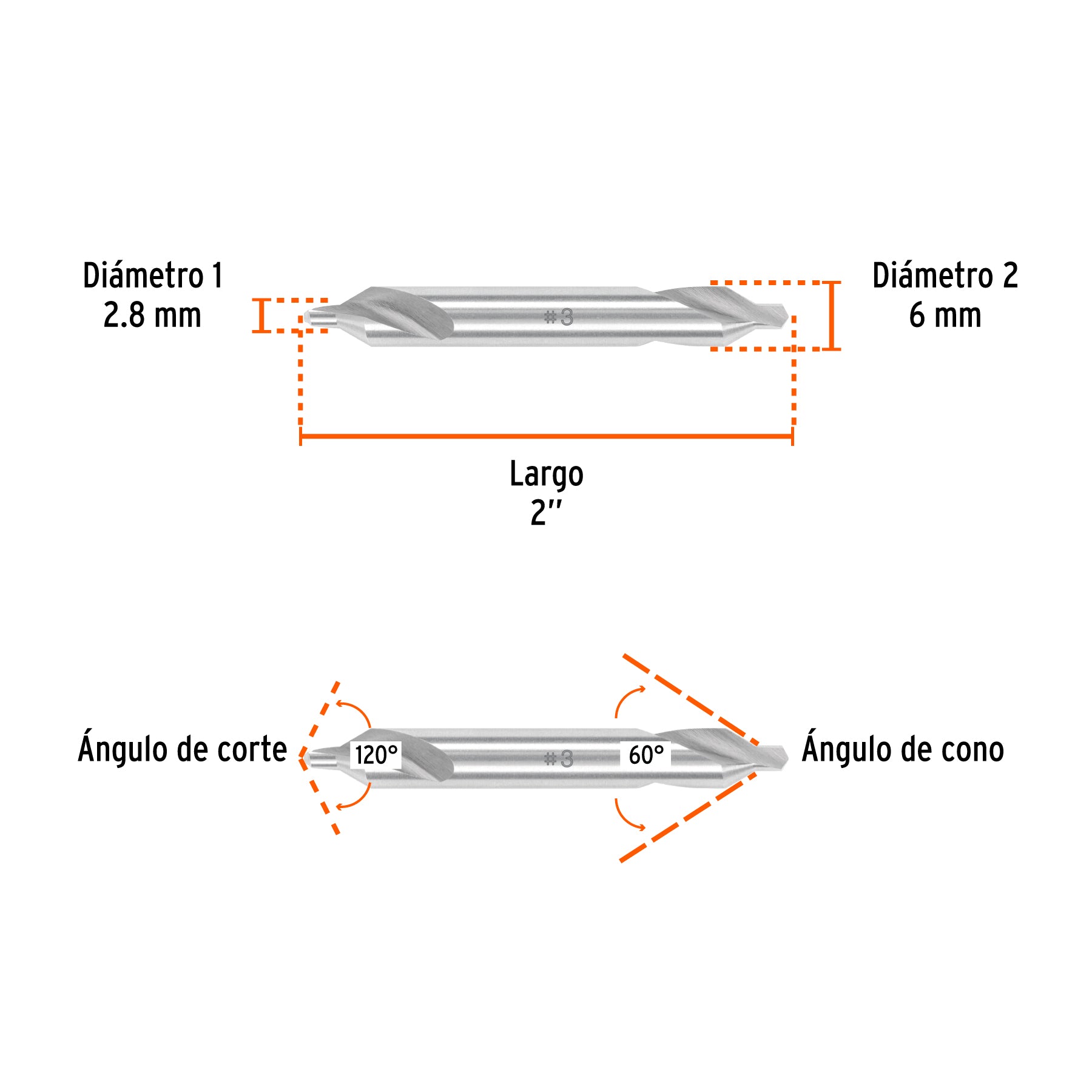 Broca para centrar con doble punta 3, TRUPER