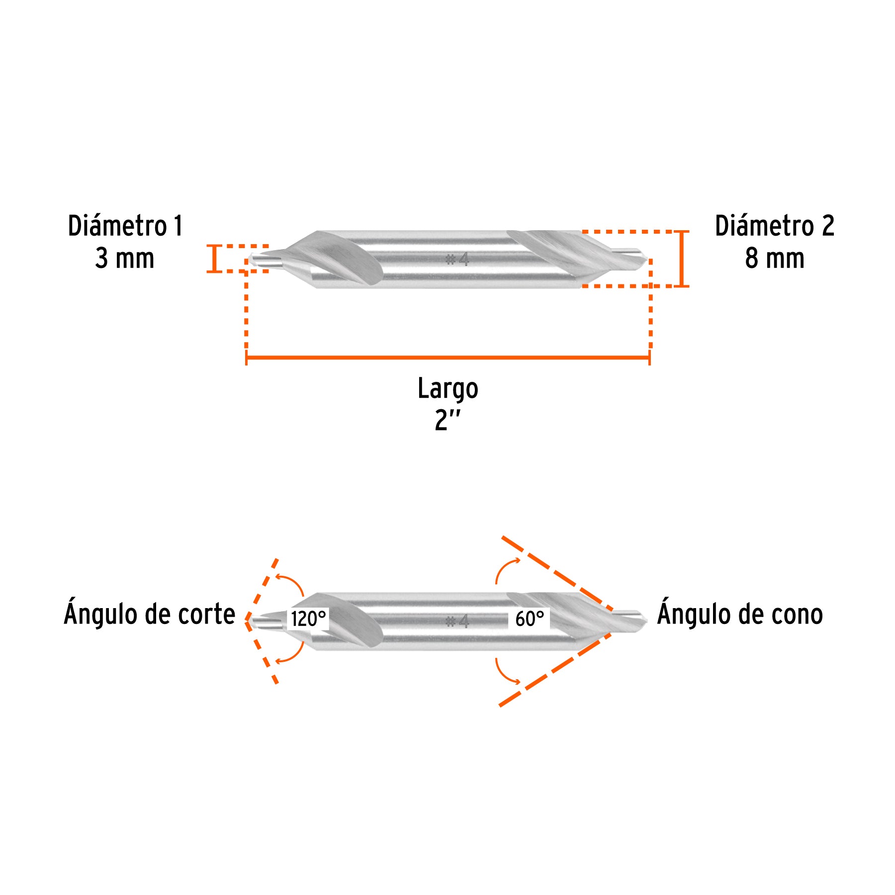 Broca para centrar con doble punta 4, TRUPER