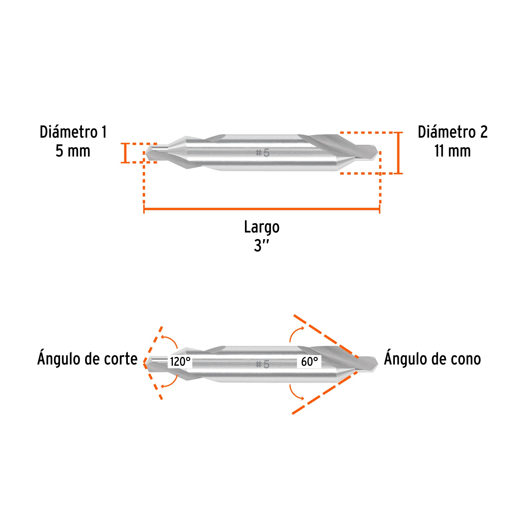 Broca para centrar con doble punta 5, TRUPER