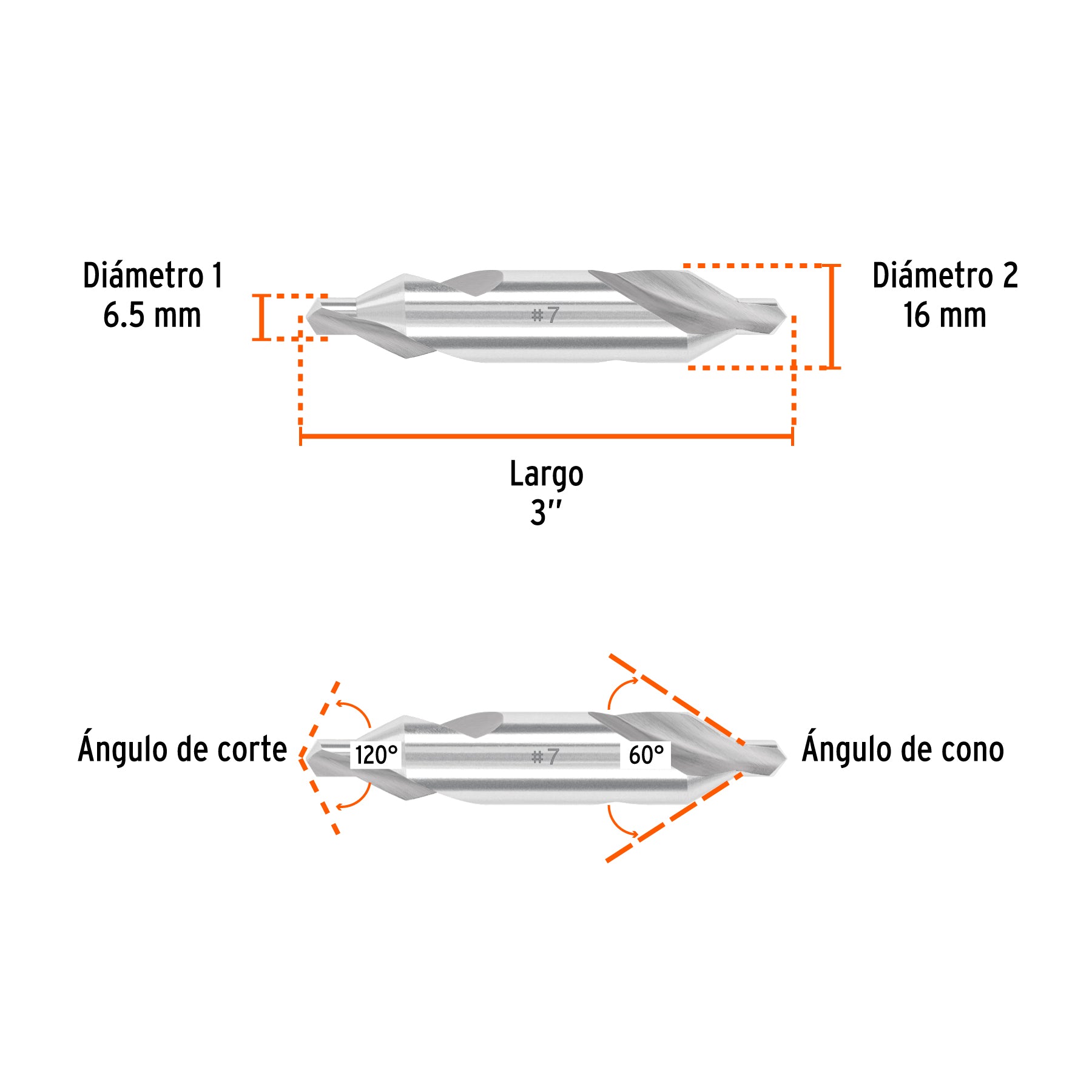 Broca para centrar con doble punta 7, TRUPER