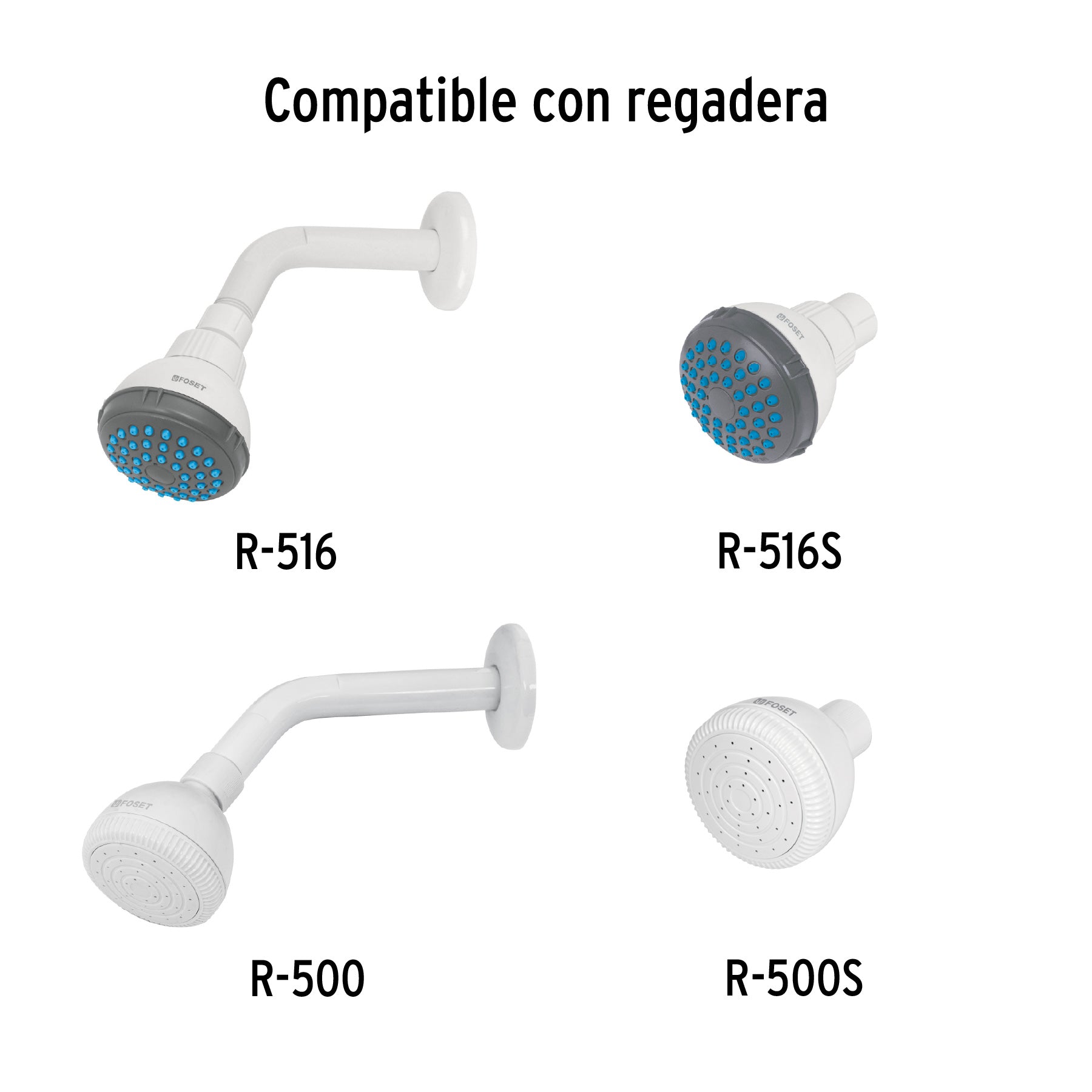 Brazo y chapetón plásticos para regadera, FOSET BASIC