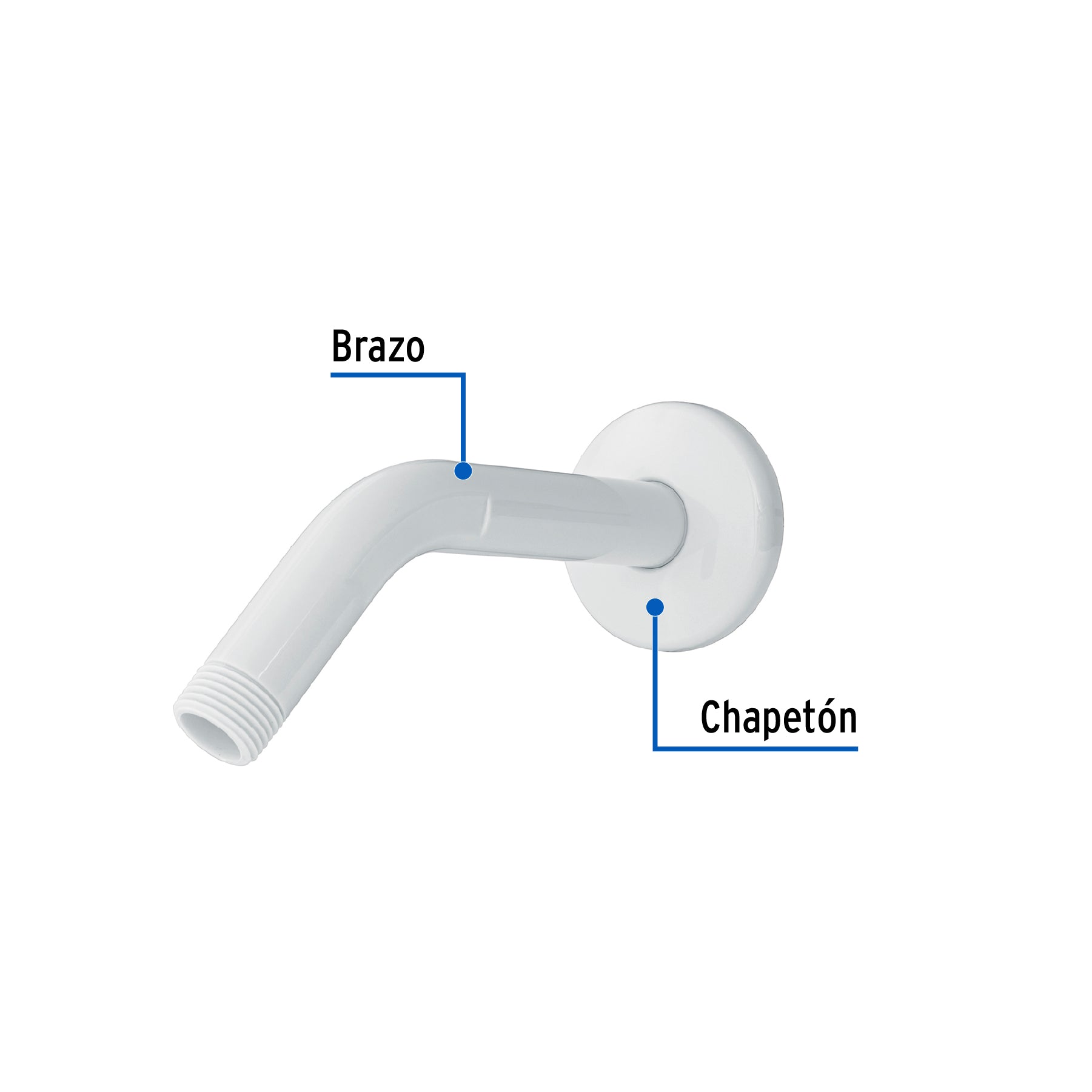Brazo y chapetón plásticos para regadera, FOSET BASIC